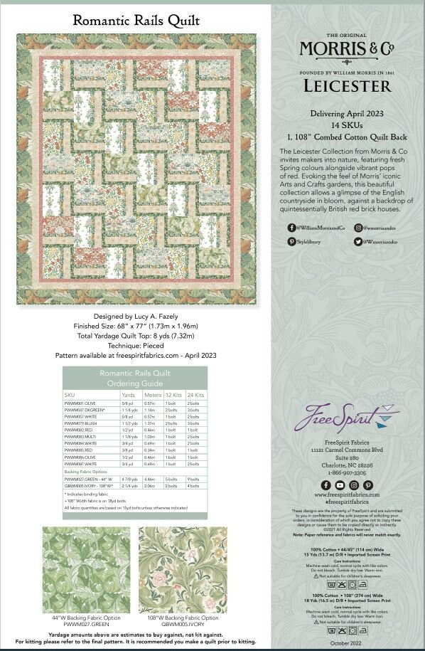 Quilting Cotton Honeysuckle White Leicester Collection William Morris