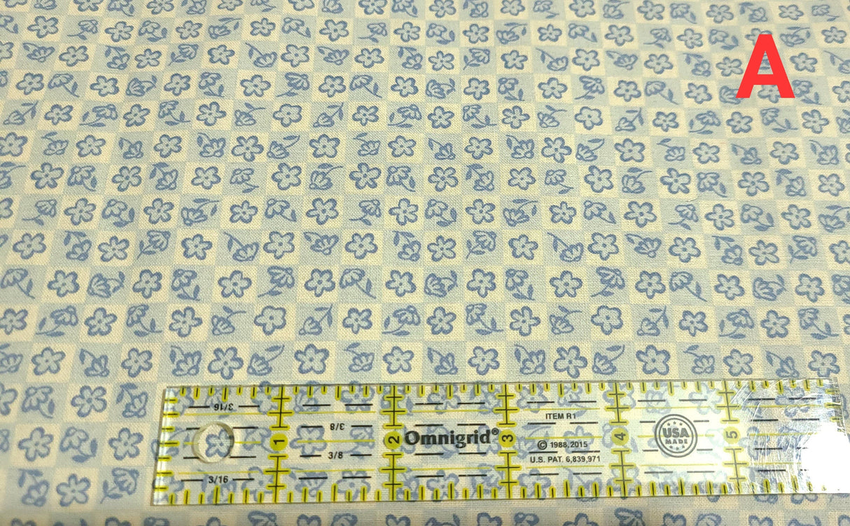 Quilting Cotton Hope Chest Blue Florals 100% Cotton