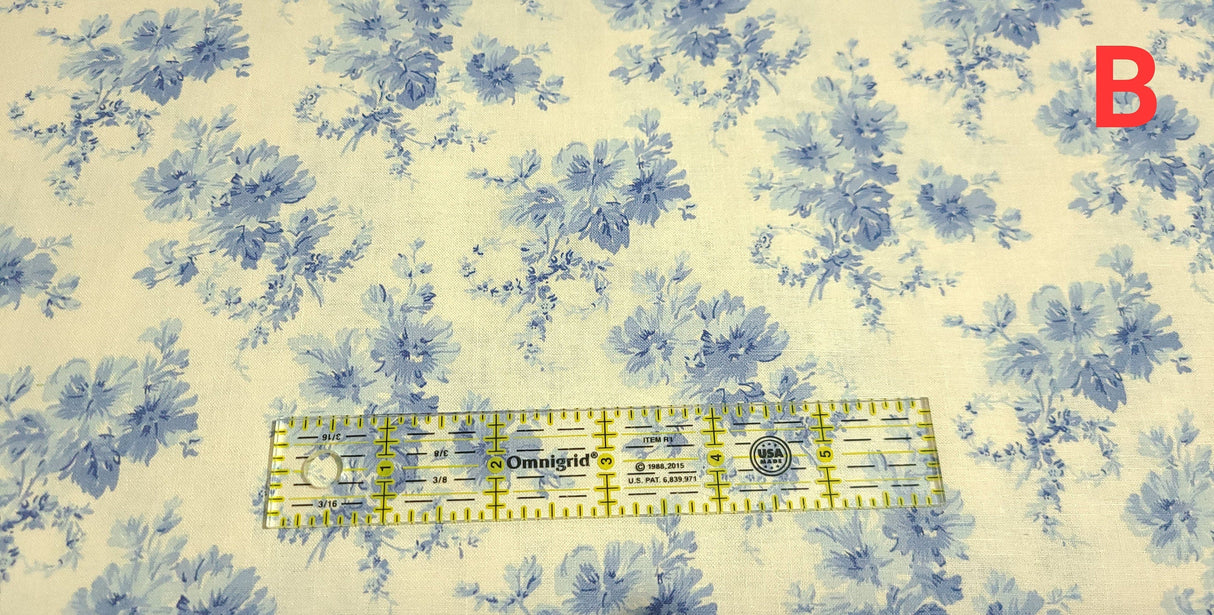 Quilting Cotton Hope Chest Blue Florals 100% Cotton