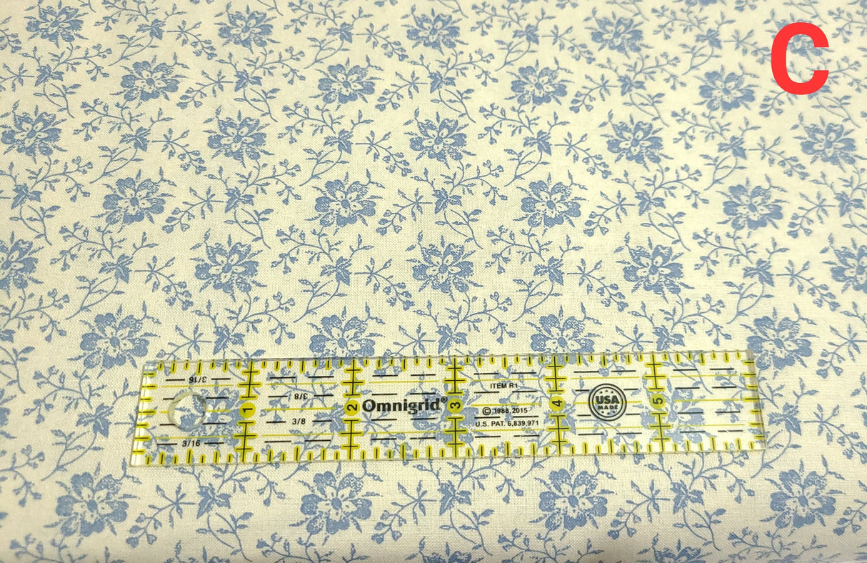 Quilting Cotton Hope Chest Blue Florals 100% Cotton