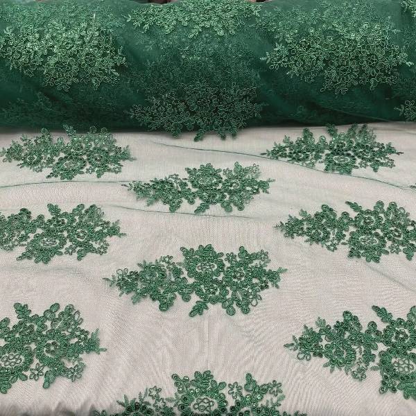 Elegant Sequin Lace Fabric - Floral Sequin Lace, Baby Blue, 51" Width