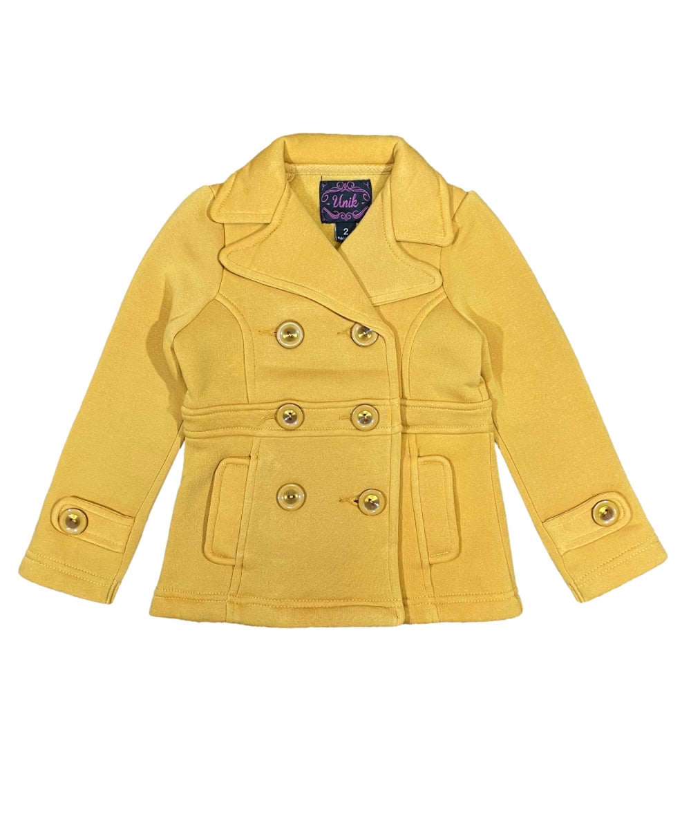Girl Fleece Coat With Buttons Fleece Fabric - Double Breasted, Side Pockets, Lightweight, Multiple Colors, Sizes 2-XL (1 Piece)