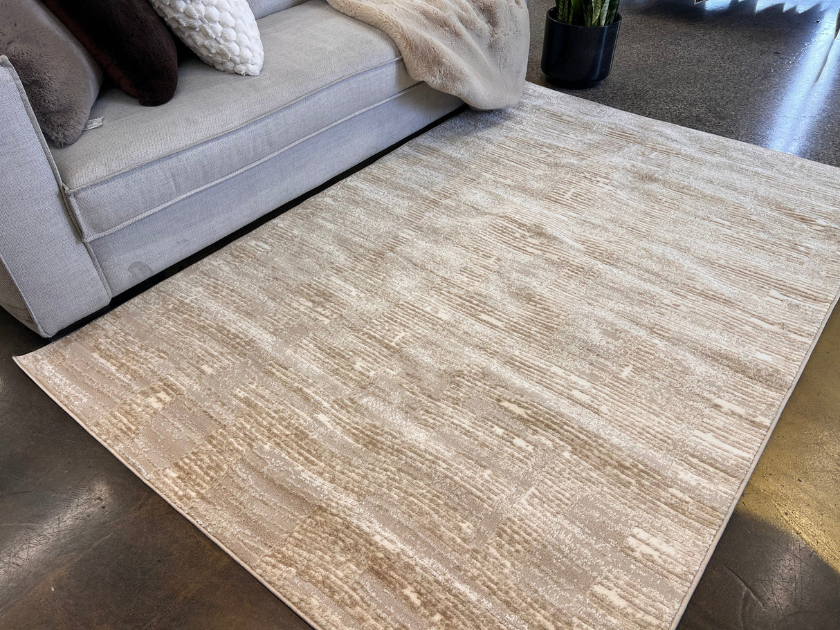 NUDE 23 Polyester Fabric - Beige And Mocha Toned Sculpted High-Low Surface, Cotton Backing, Machine Made, Made In Turkey (3 Sizes)