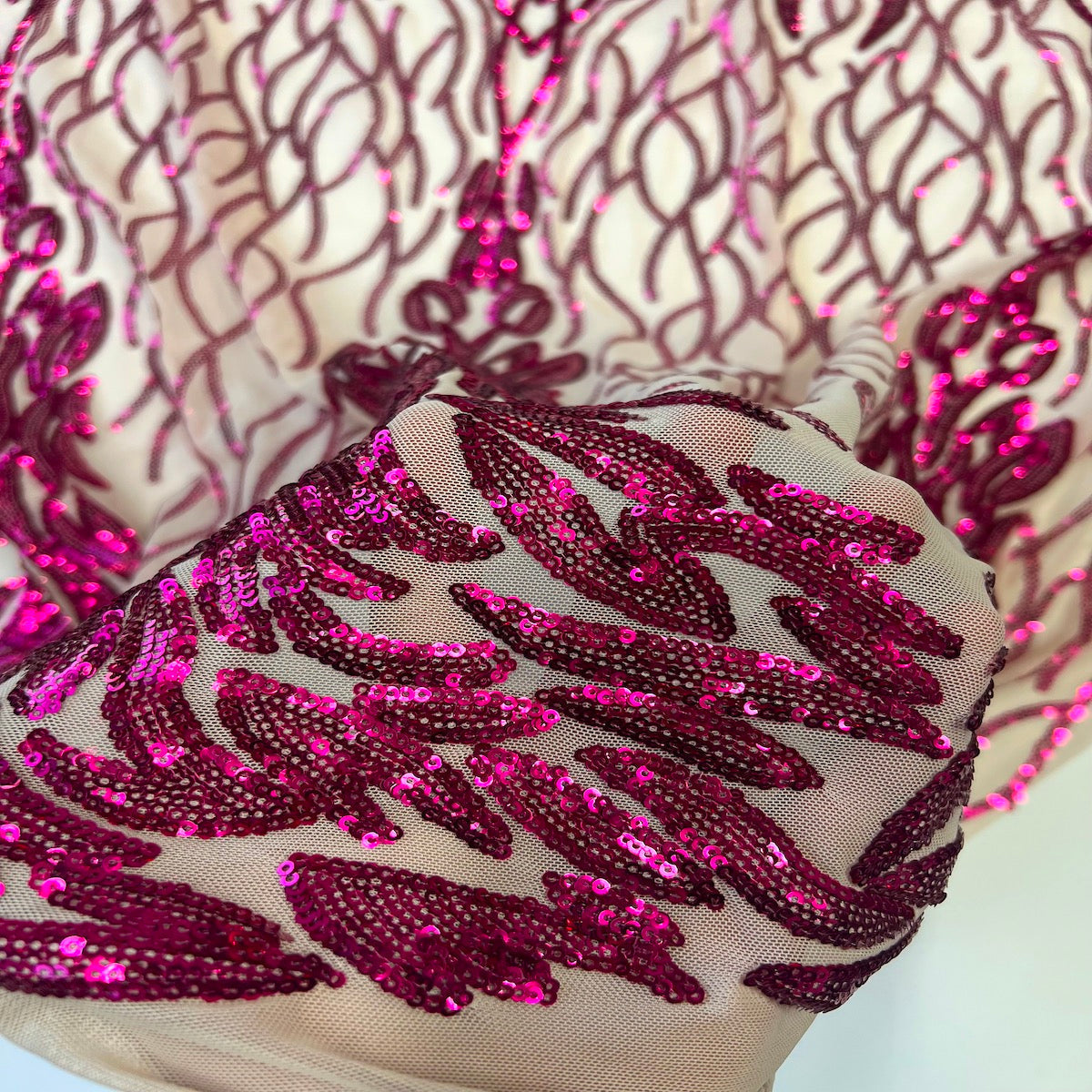 Stretch Sequins Fabric Lioness Mesh Backed