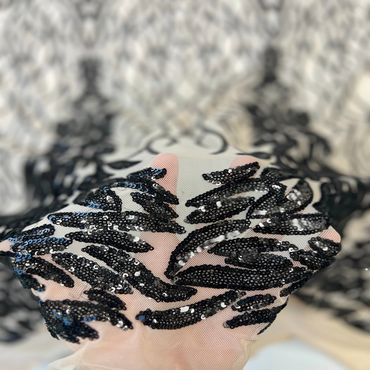 Stretch Sequins Fabric Lioness Mesh Backed