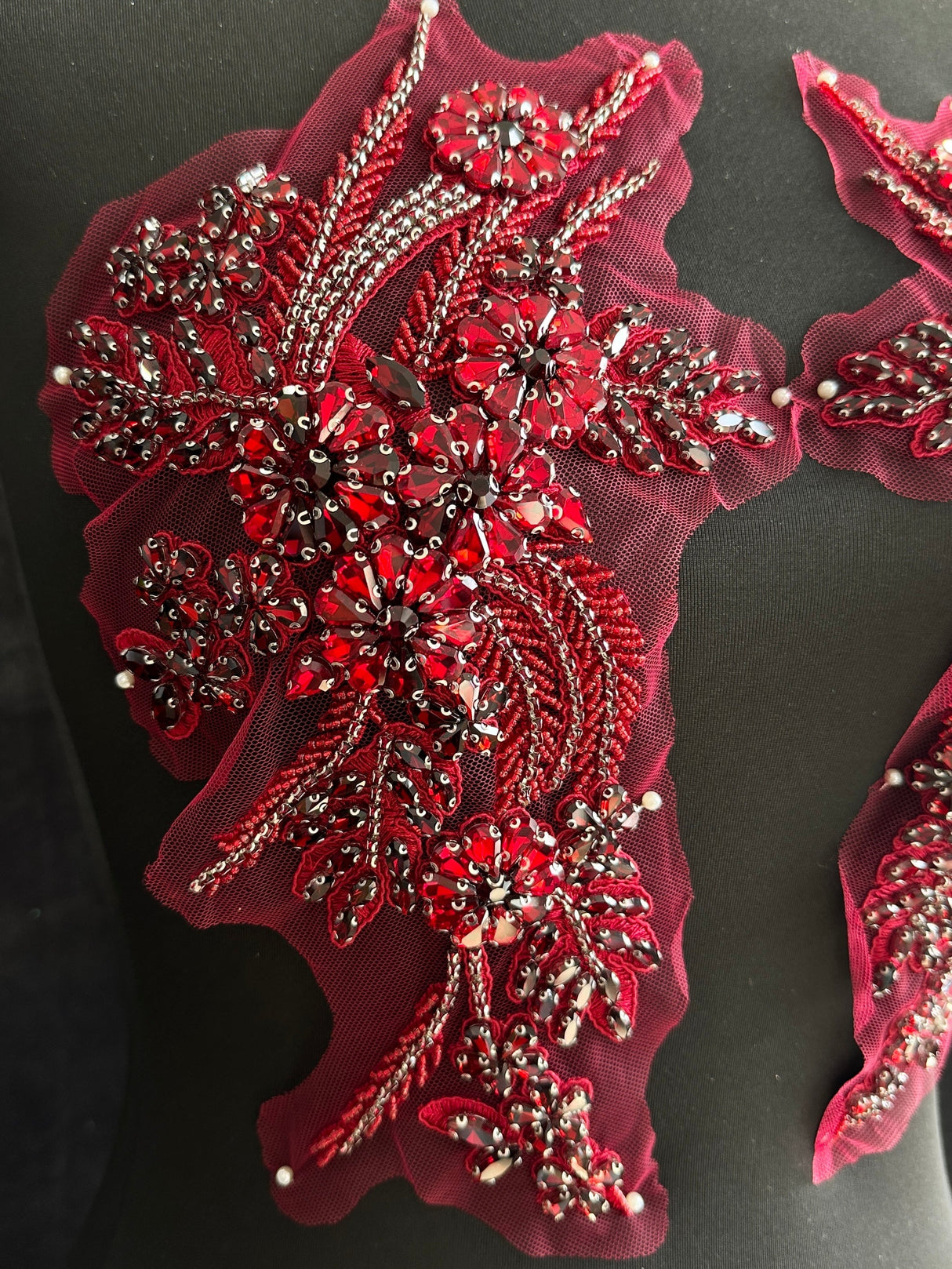 Burgundy Rhinestone Applique