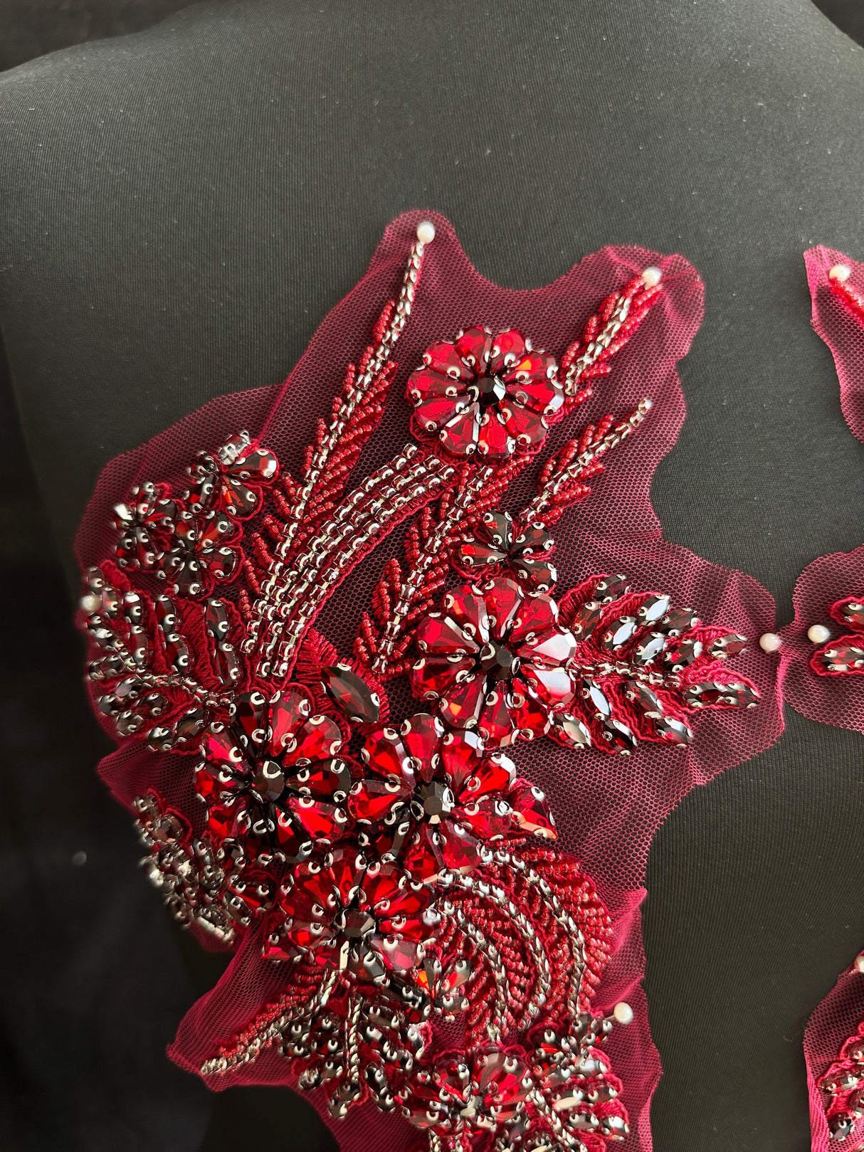 Burgundy Rhinestone Applique