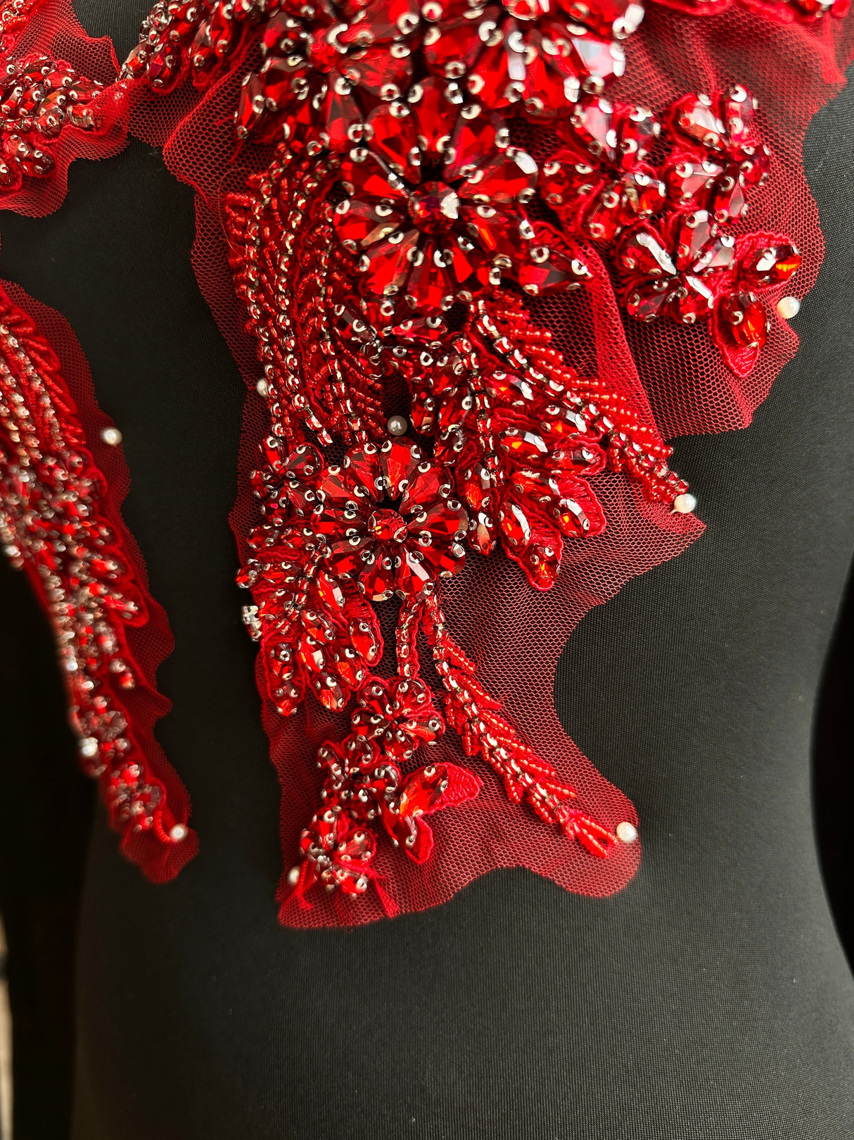 Wine Red Rhinestone Applique