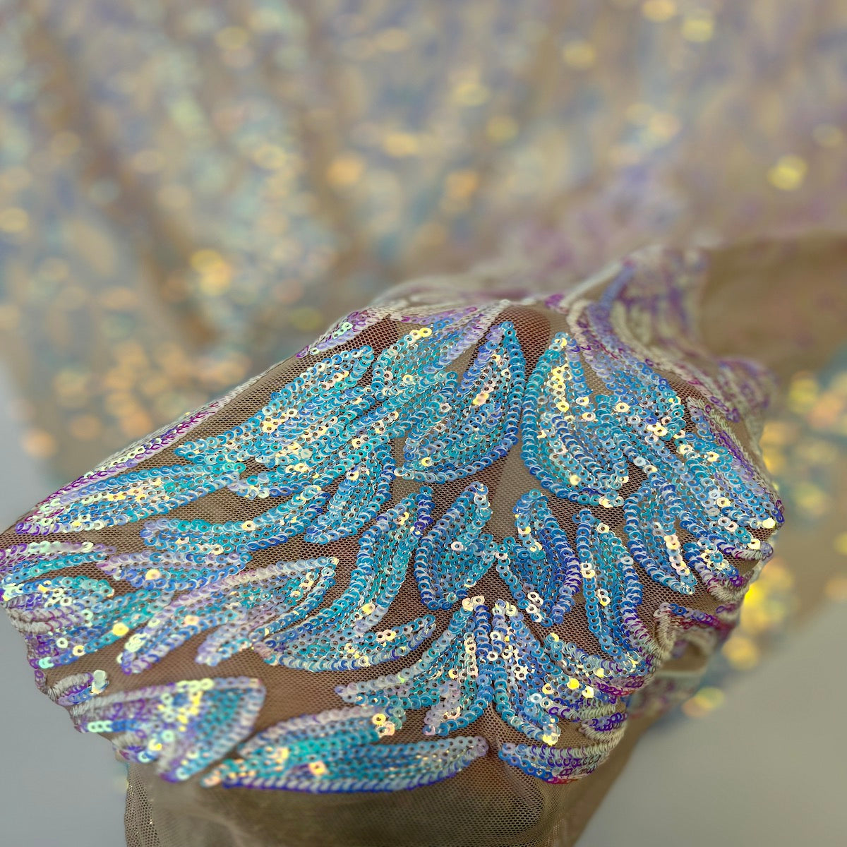 Stretch Sequins Fabric Lioness Mesh Backed