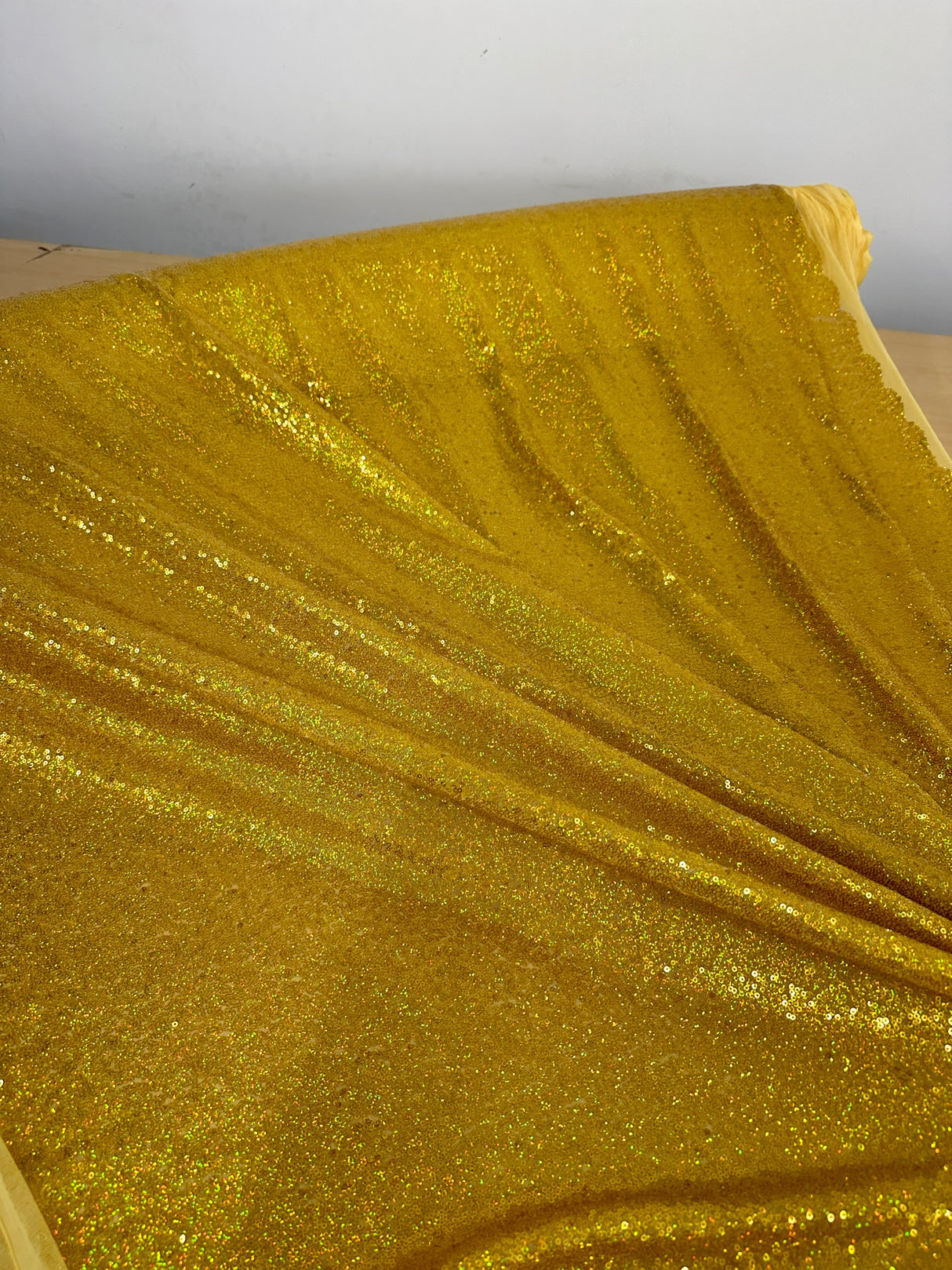 Stretch Gold Iridescent Sequin Mesh