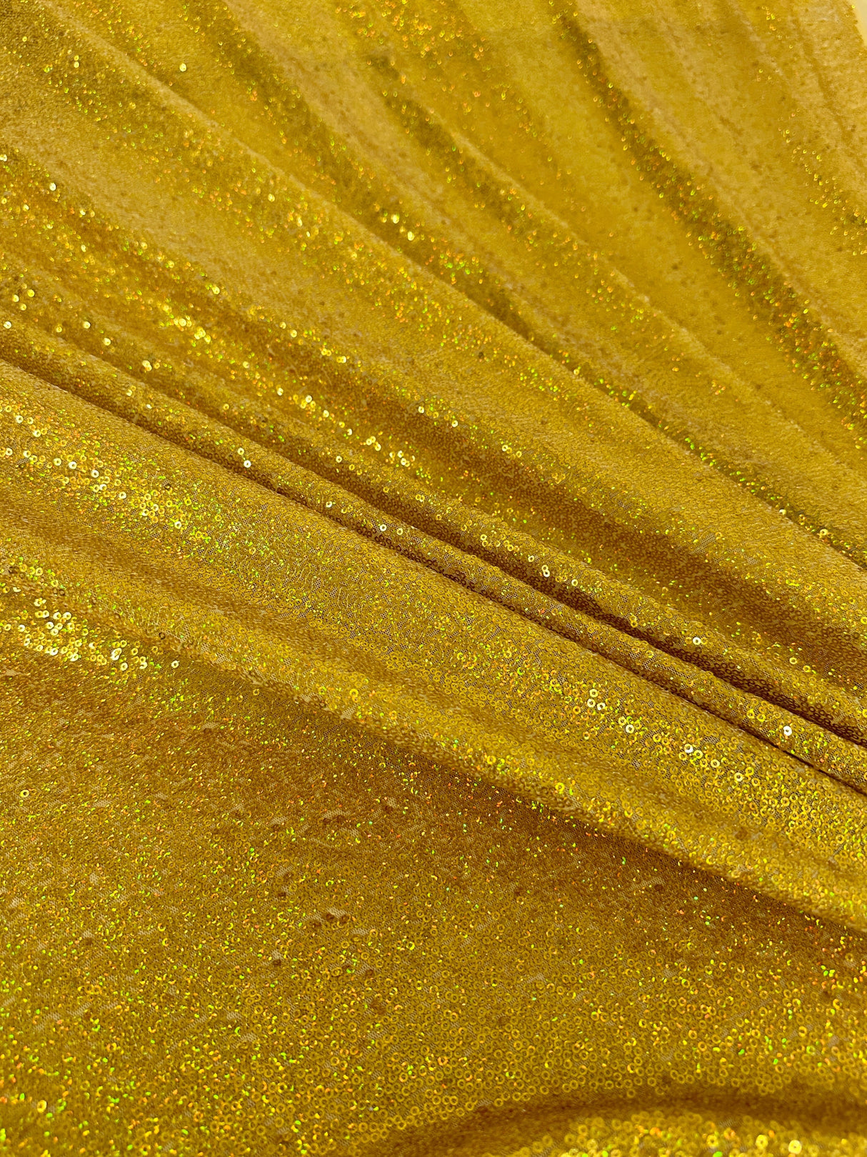Stretch Gold Iridescent Sequin Mesh
