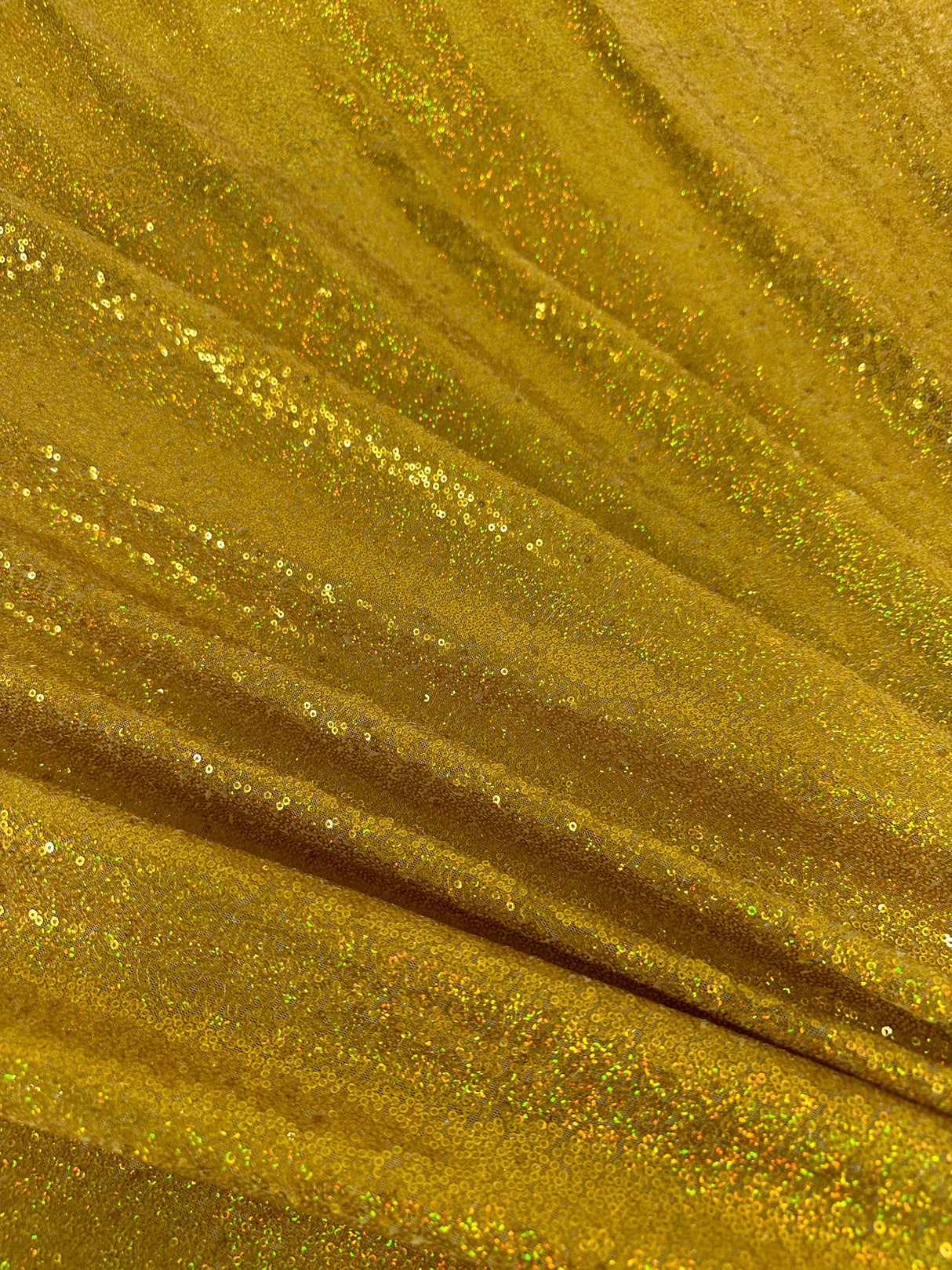 Stretch Gold Iridescent Sequin Mesh