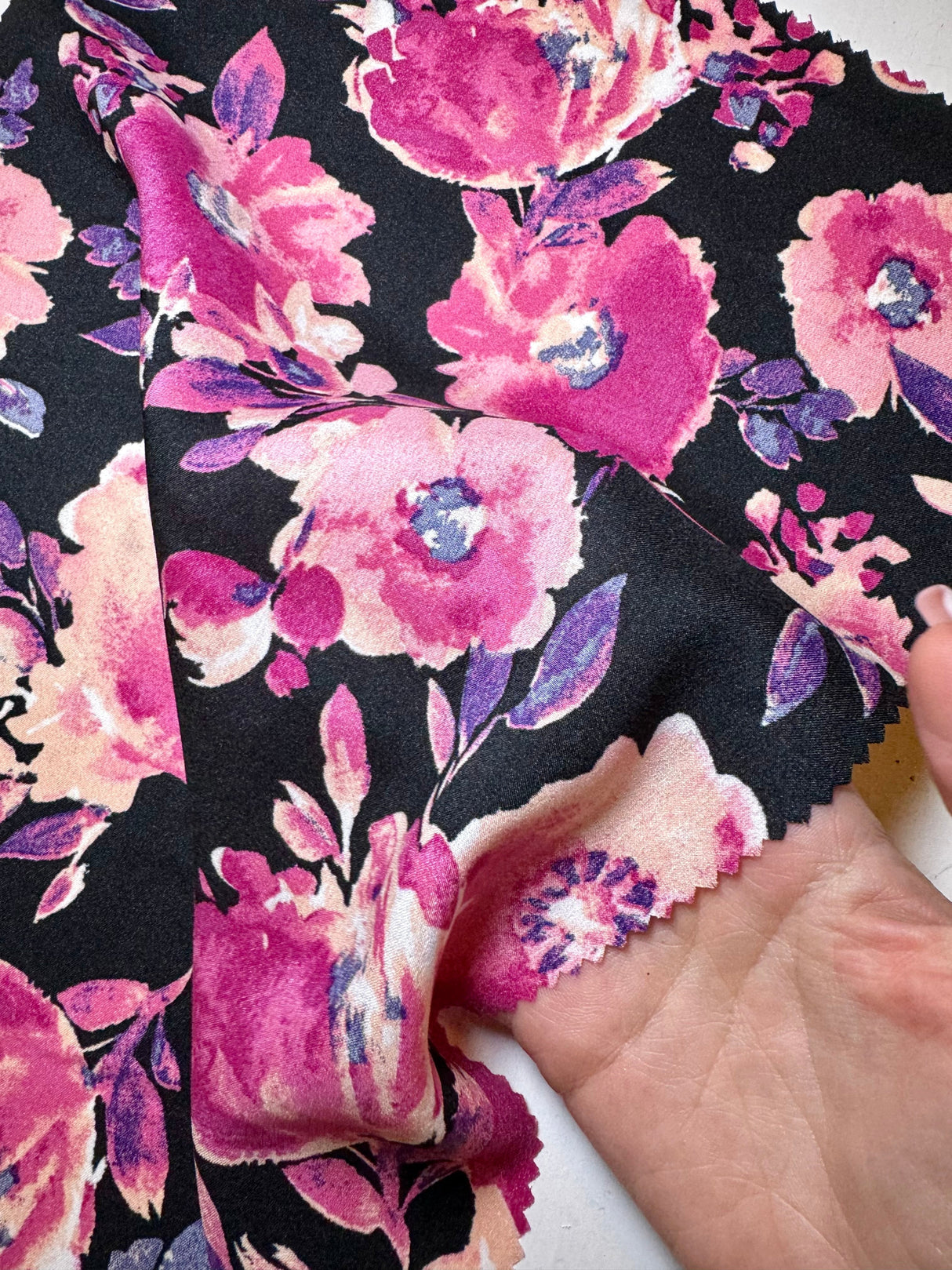 Floral Print Stretch Satin