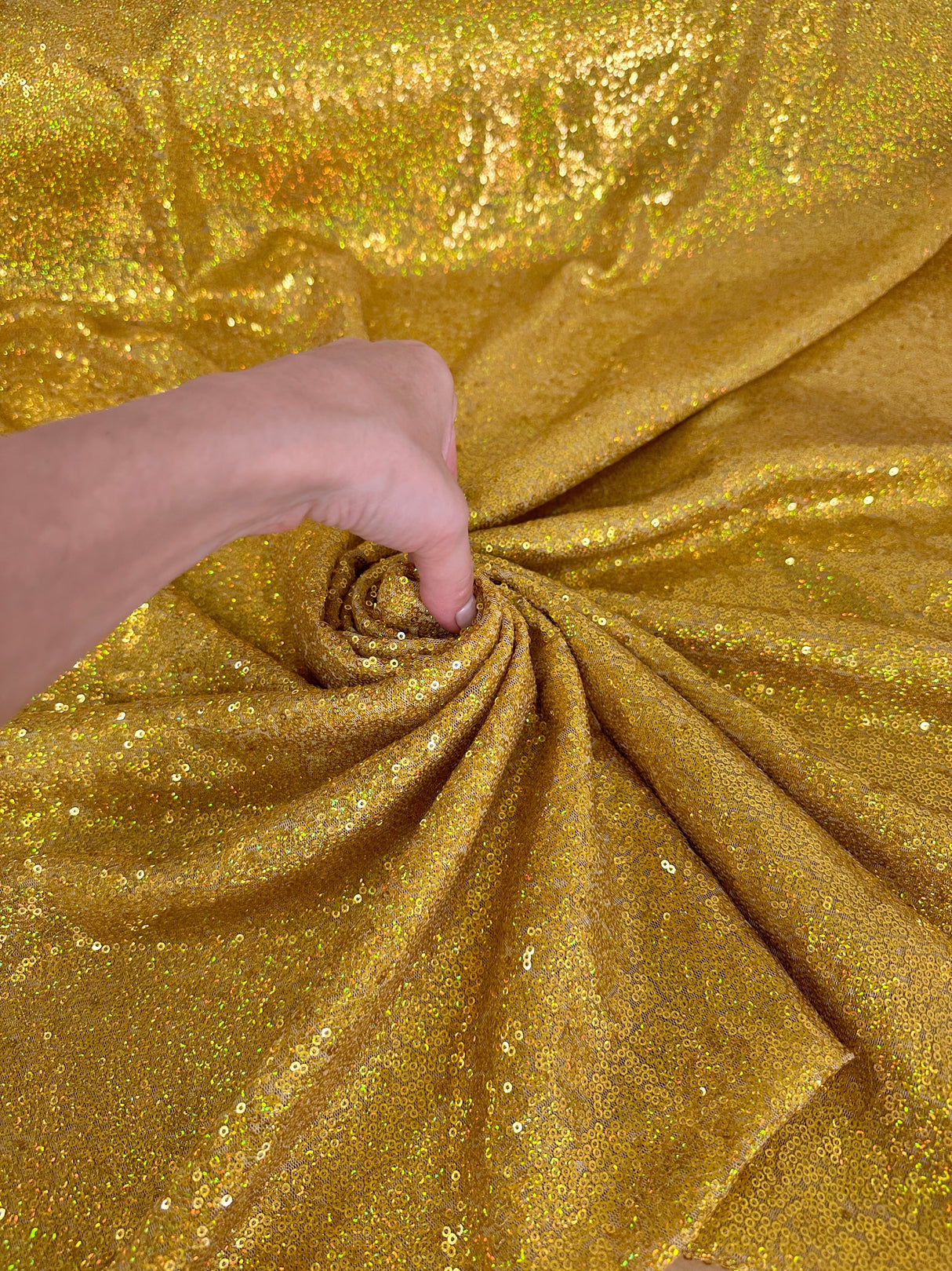 Stretch Gold Iridescent Sequin Mesh