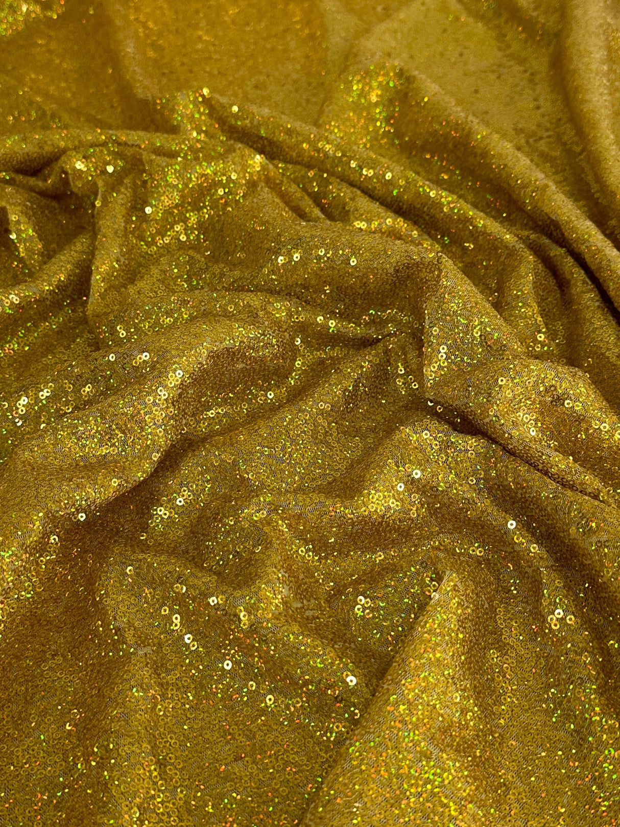 Stretch Gold Iridescent Sequin Mesh