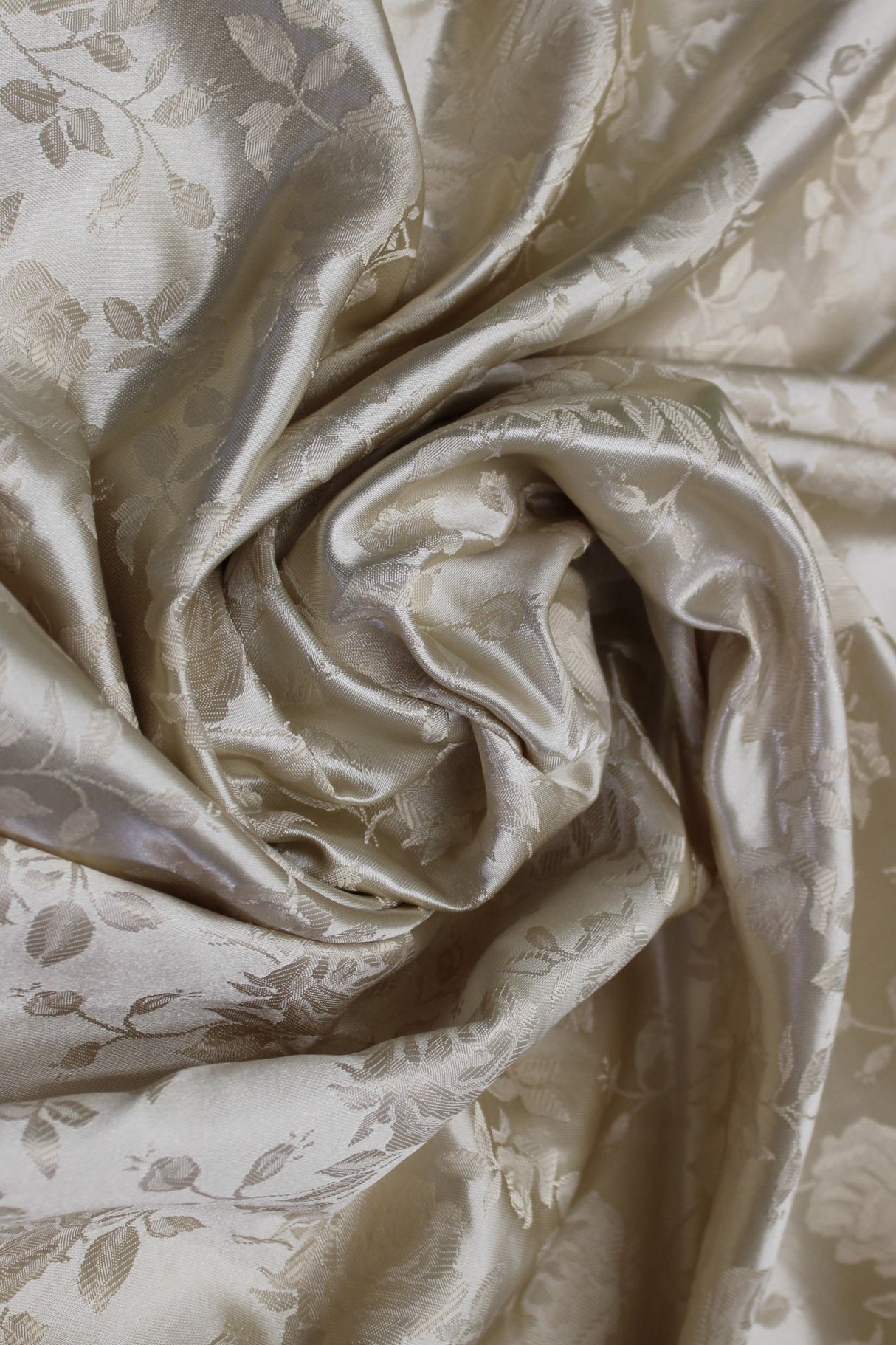 Champagne Jacquard Satin Polyester Fabric - Champagne Jacquard, 58"-60" Width (1 Yard)