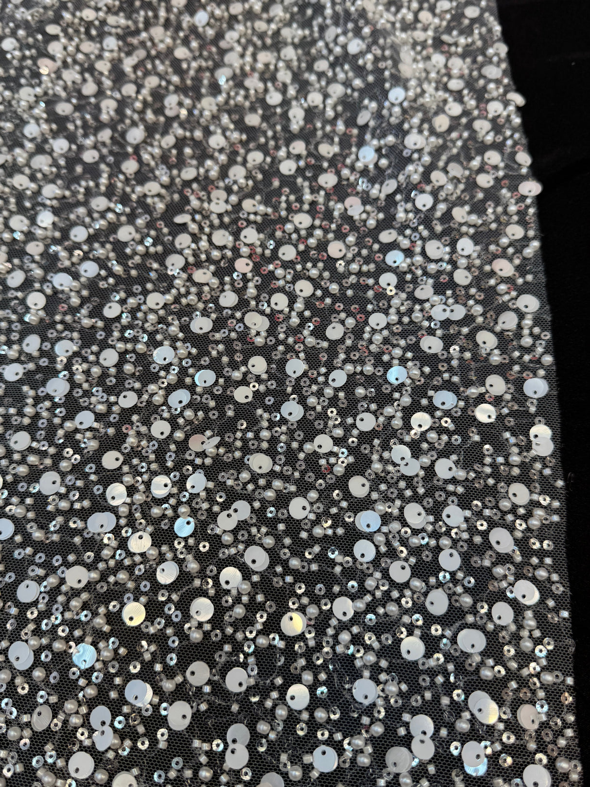 Beaded Sequin Pearl Mesh Lace