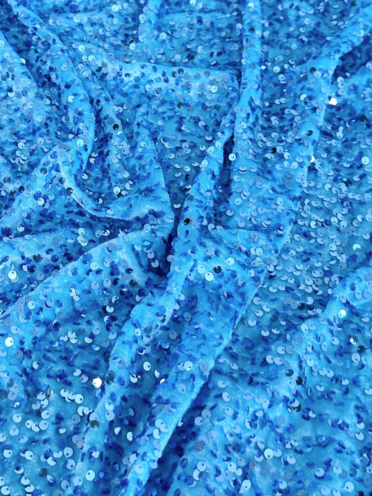 Baby Blue Stretch Sequin Velvet