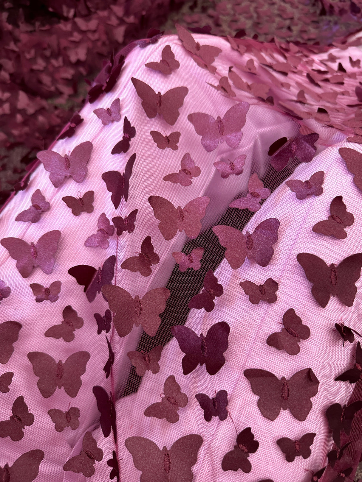 3D Butterfly Lace Burgundy