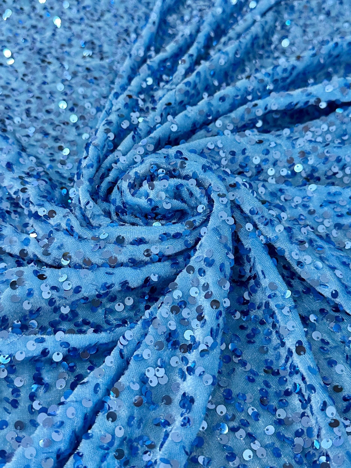 Baby Blue Stretch Sequin Velvet