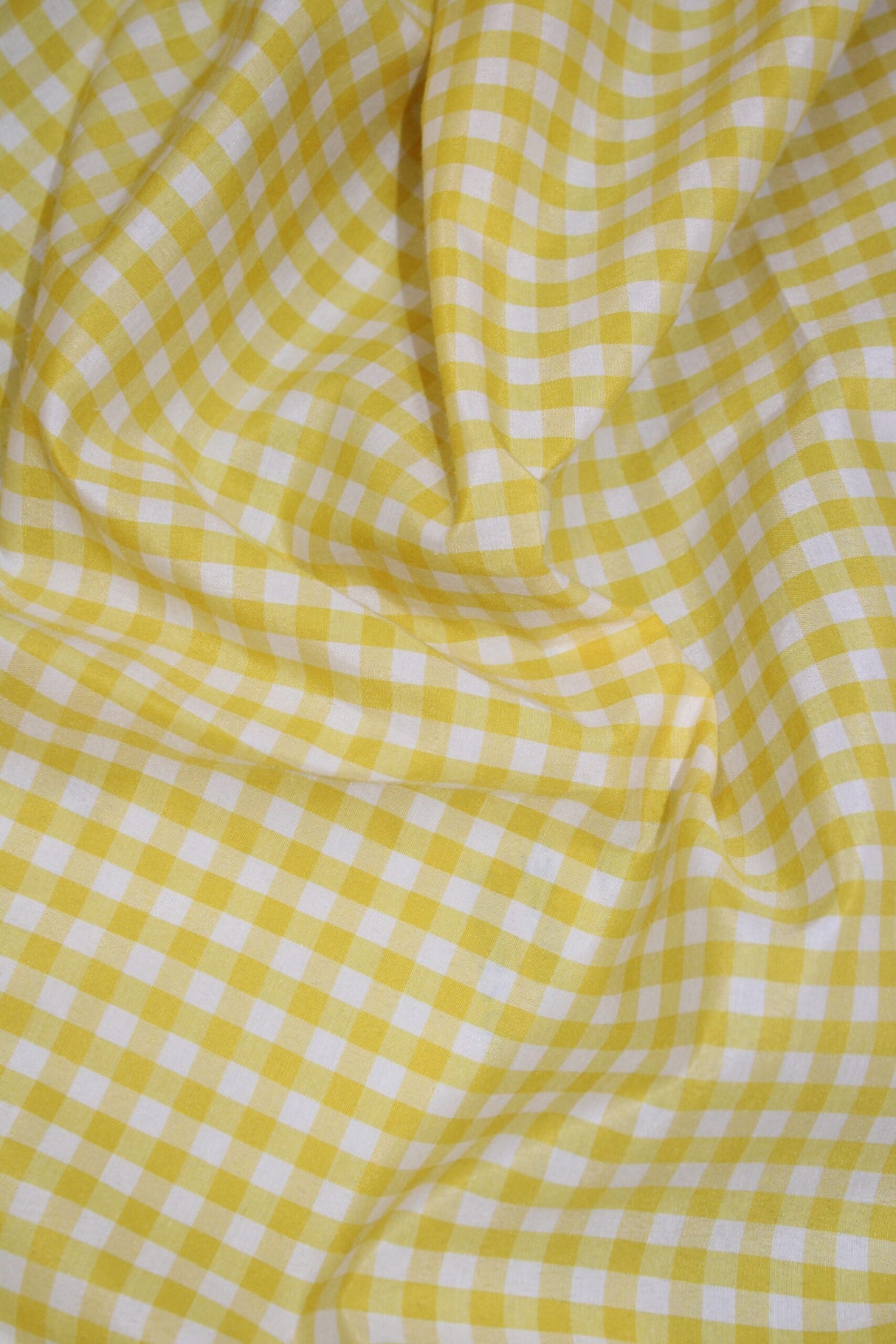 1/4 Yellow Gingham Checkered Poly Cotton Fabric - Yellow Gingham Checkered, 58/59" Width (1 Yard)