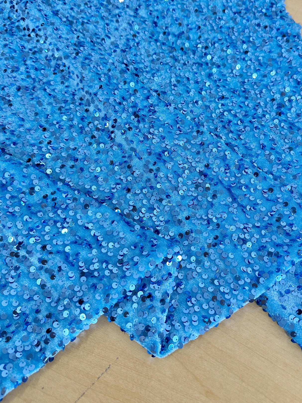 Baby Blue Stretch Sequin Velvet