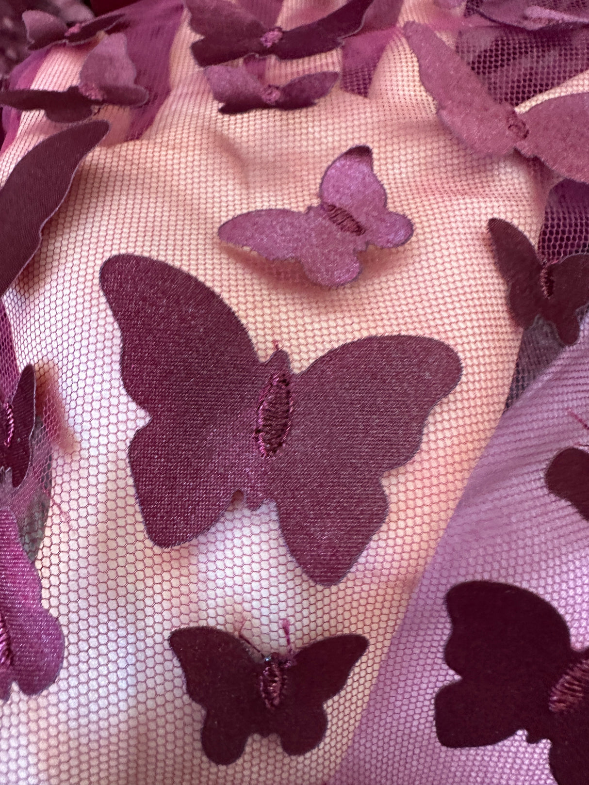 3D Butterfly Lace Burgundy