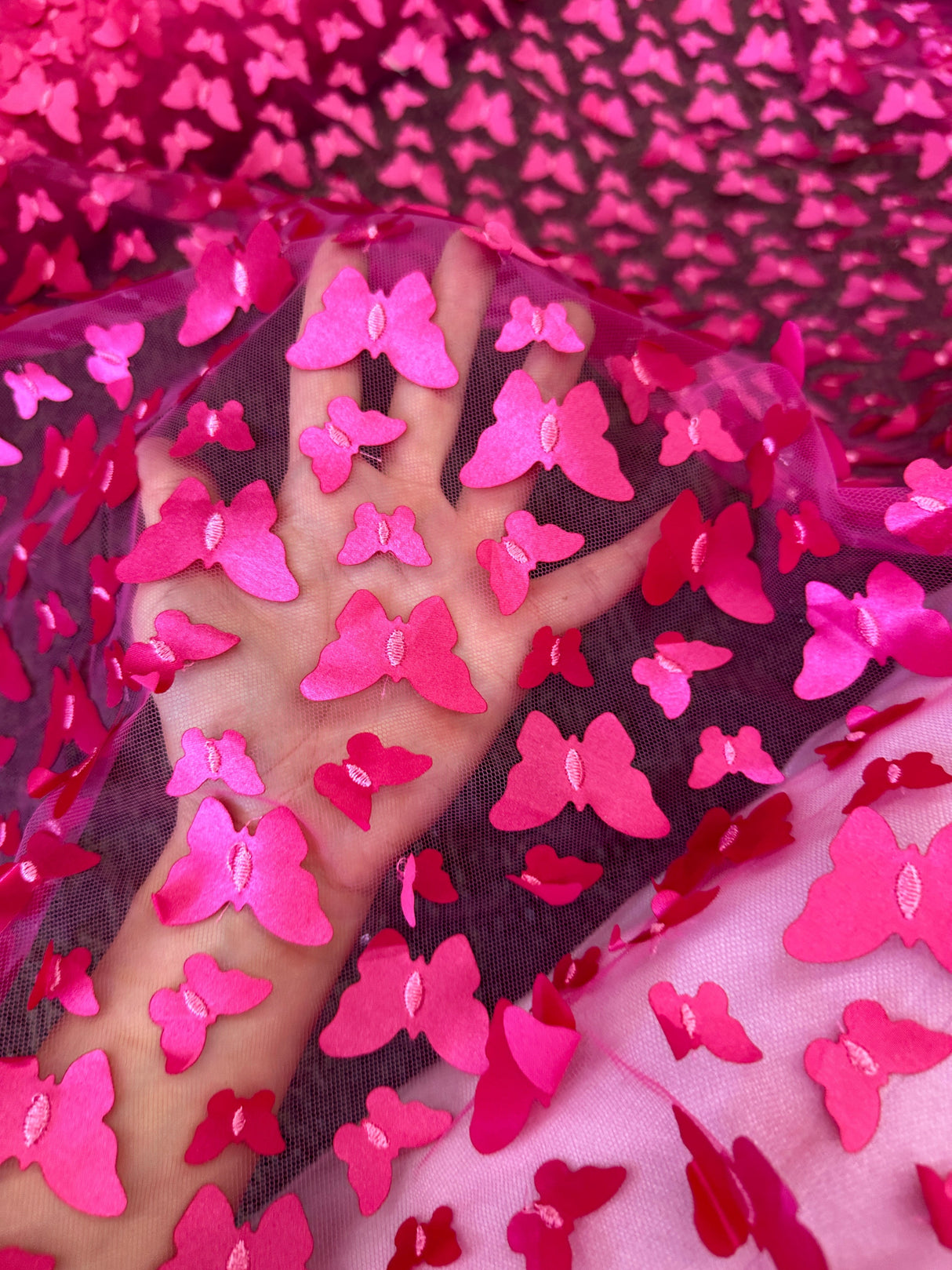3D Butterfly Lace Hot Pink