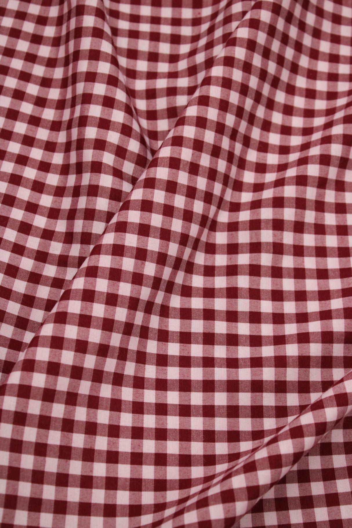 1/8 Burgundy Poly Cotton Gingham Checkered Poly Cotton Fabric - Burgundy Gingham Checkered, 58/59" Width (1 Yard)