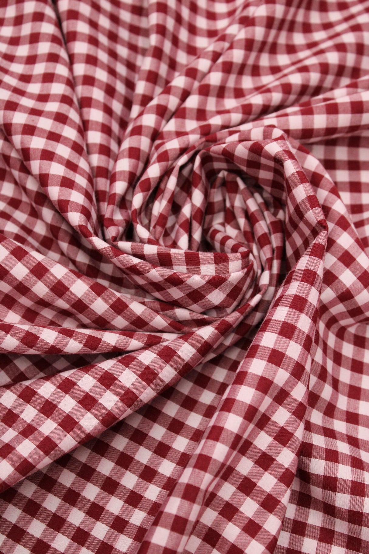 1/8 Burgundy Poly Cotton Gingham Checkered Poly Cotton Fabric - Burgundy Gingham Checkered, 58/59" Width (1 Yard)
