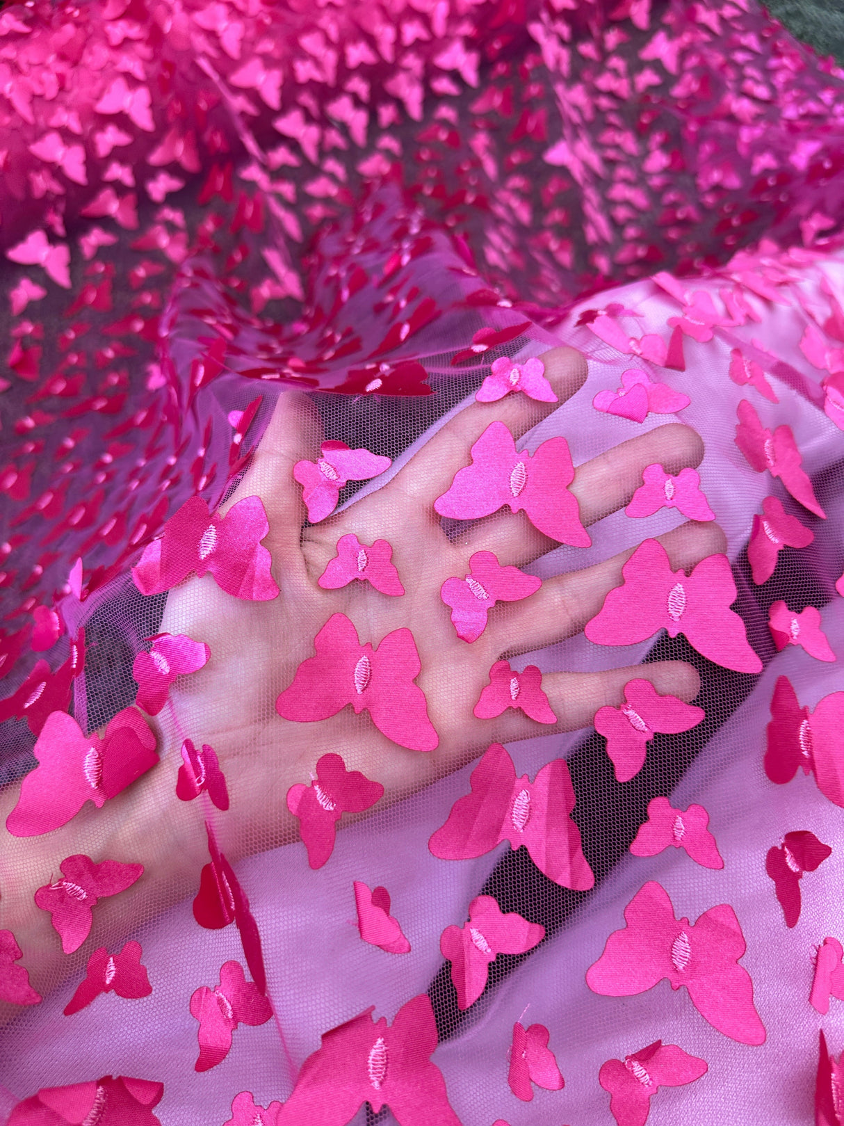 3D Butterfly Lace Hot Pink