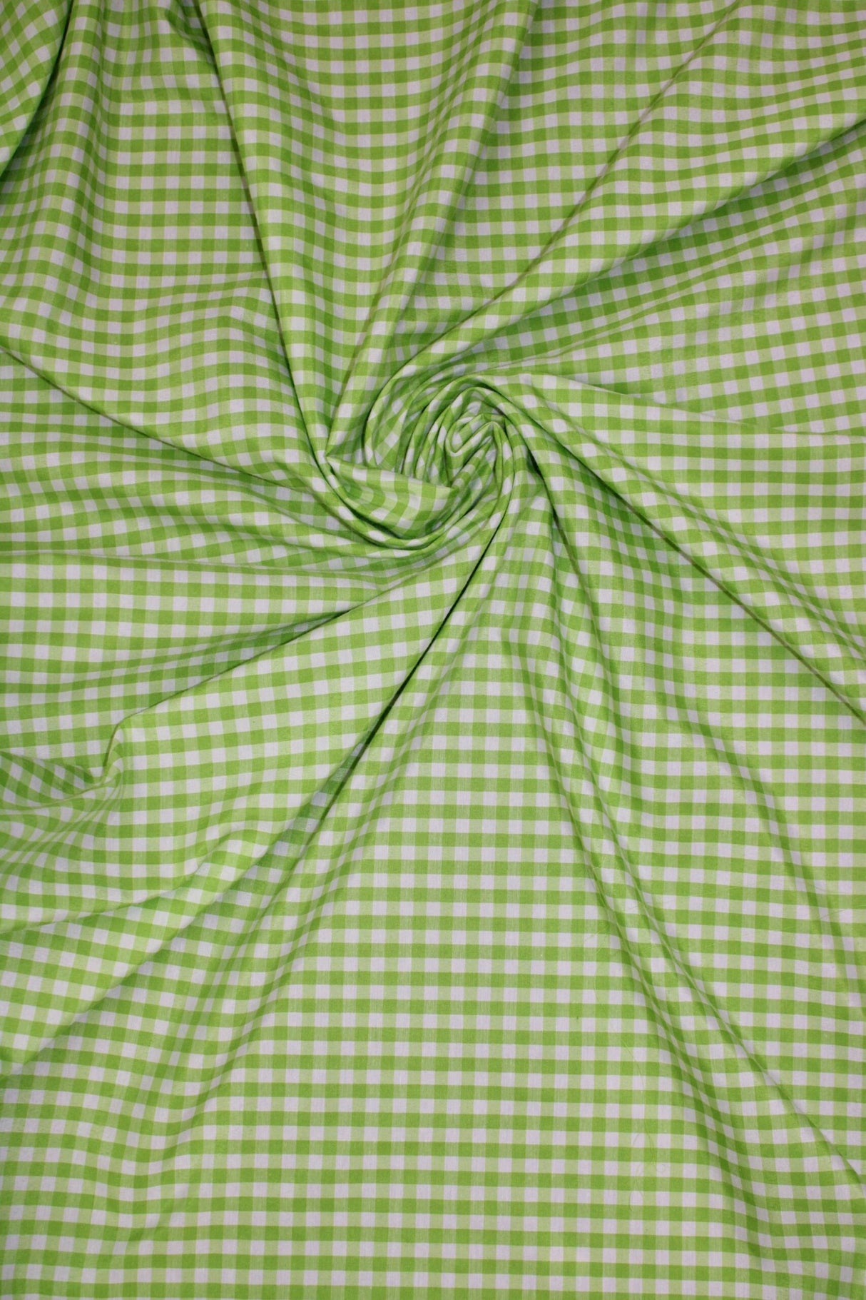 Lime Poly Cotton Gingham Fabric - 1/8" Checkered, 58/59" Width