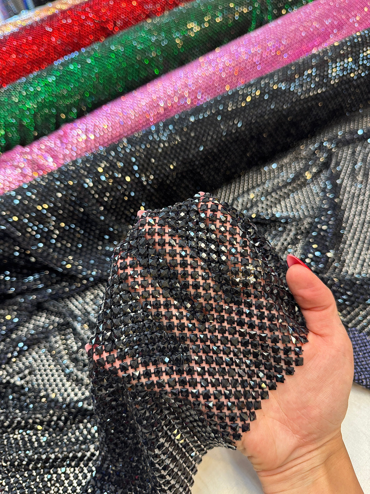 Black Luxury Rhinestone Mesh