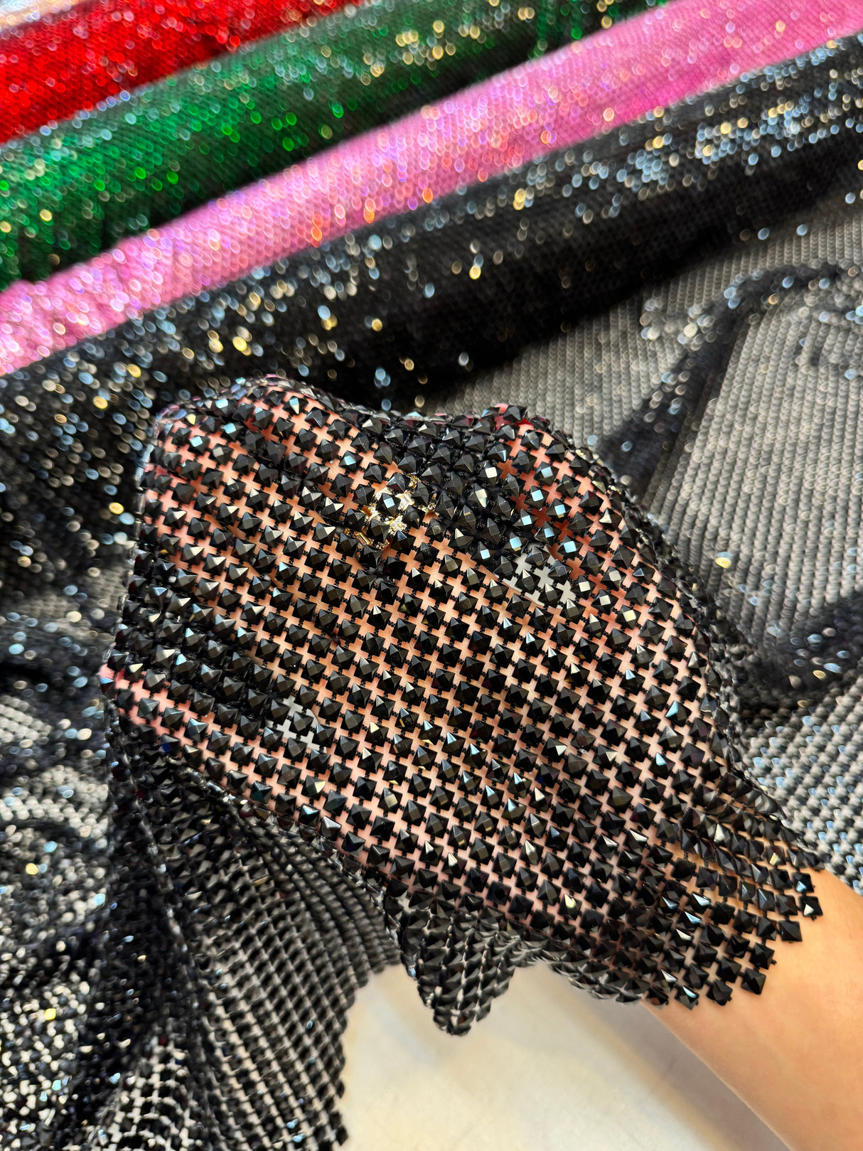 Black Luxury Rhinestone Mesh