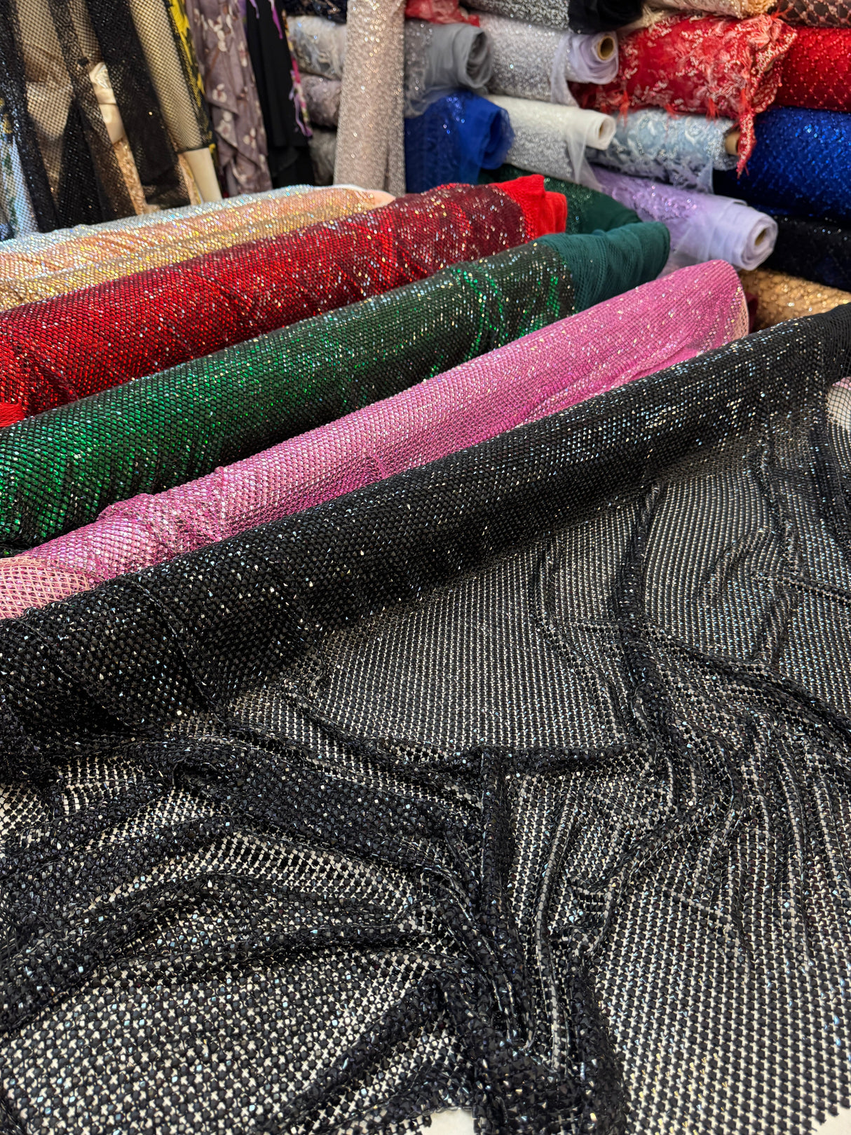 Black Luxury Rhinestone Mesh
