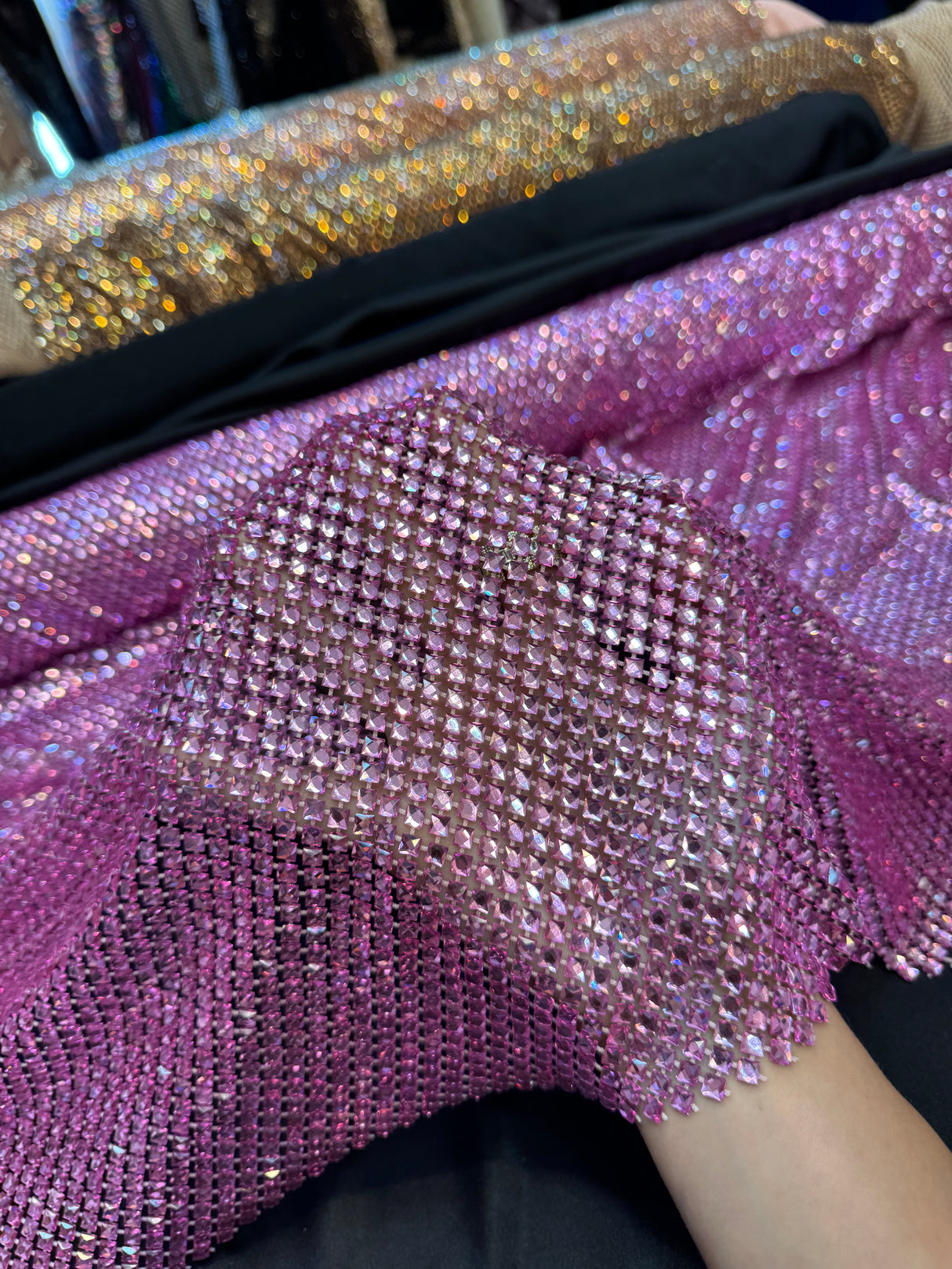 Rhinestone Mesh Pink
