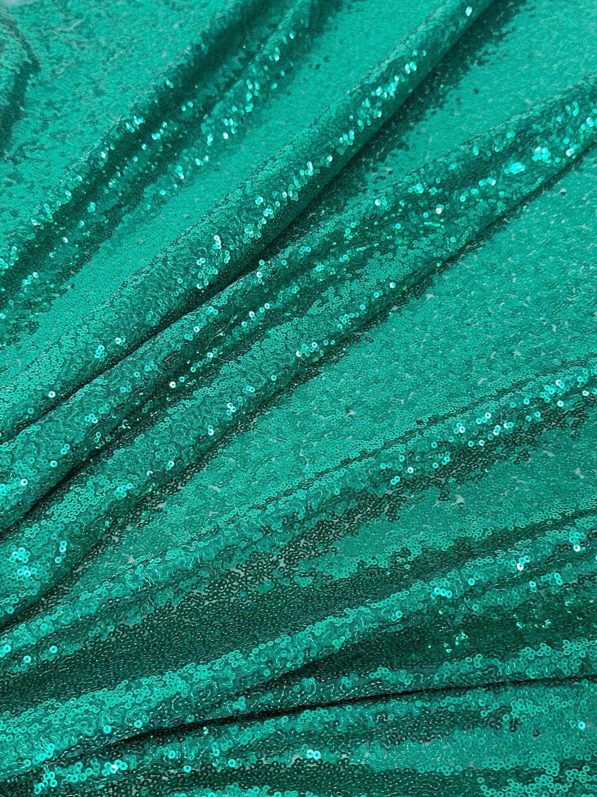 Stretch Sequin on Mesh Teal Green
