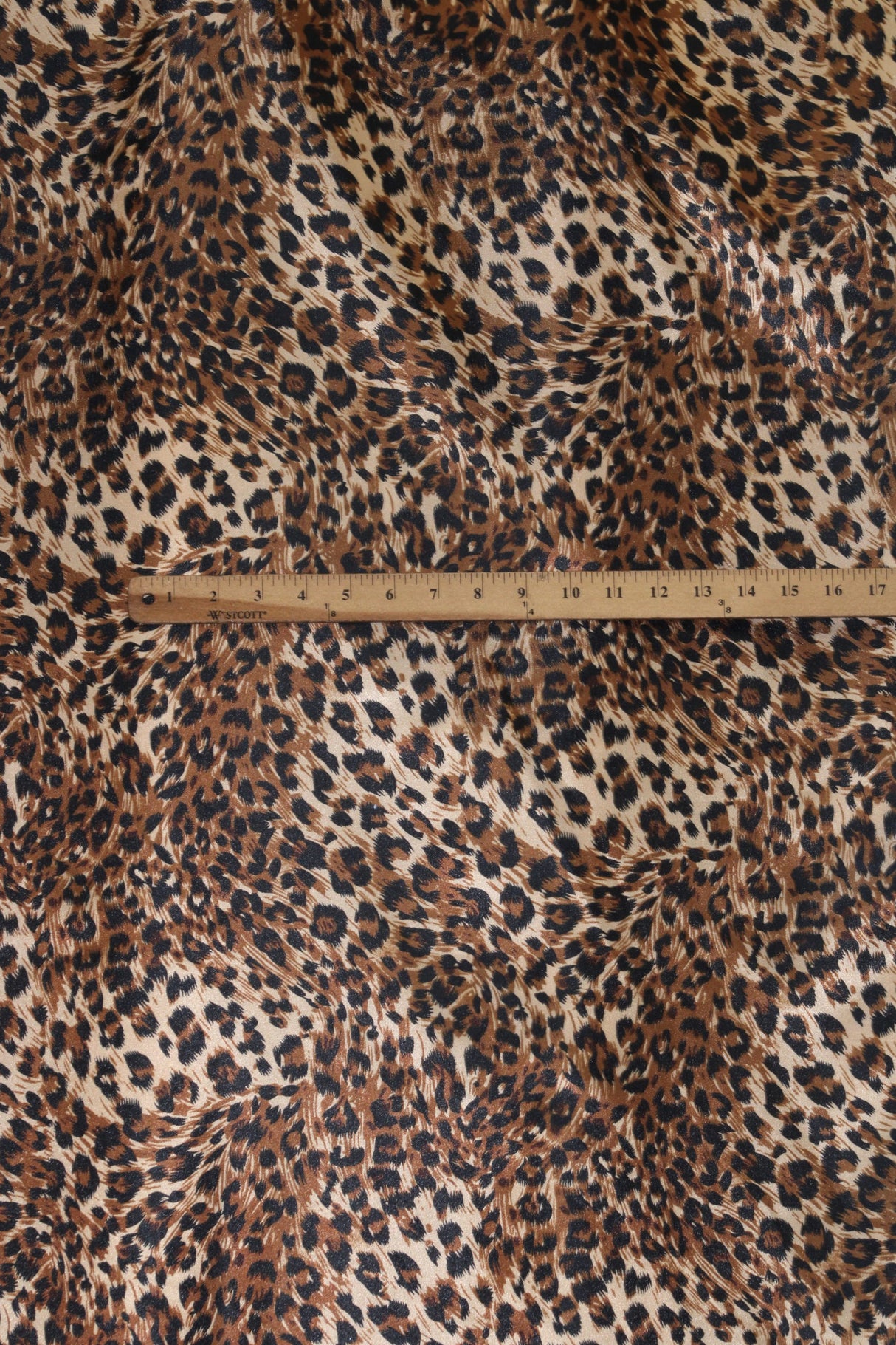 Cheetah Satin Print Polyester Fabric - Brown Small Cheetah Print, 59/60" Width