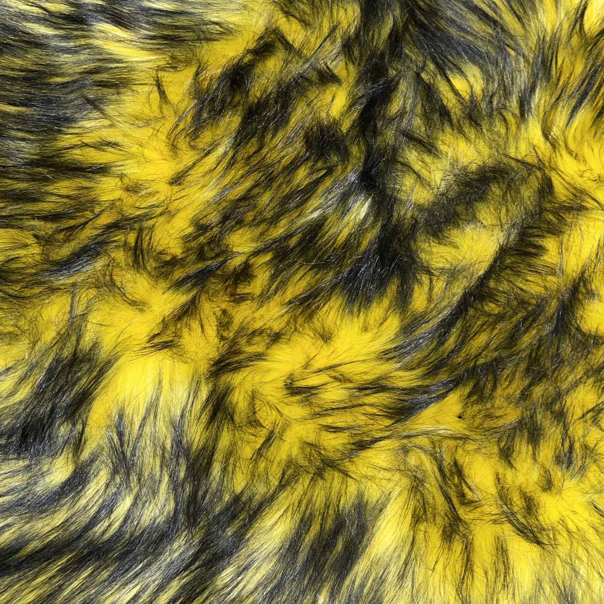 Yellow Black Faux Fake Fur Husky Long Pile,