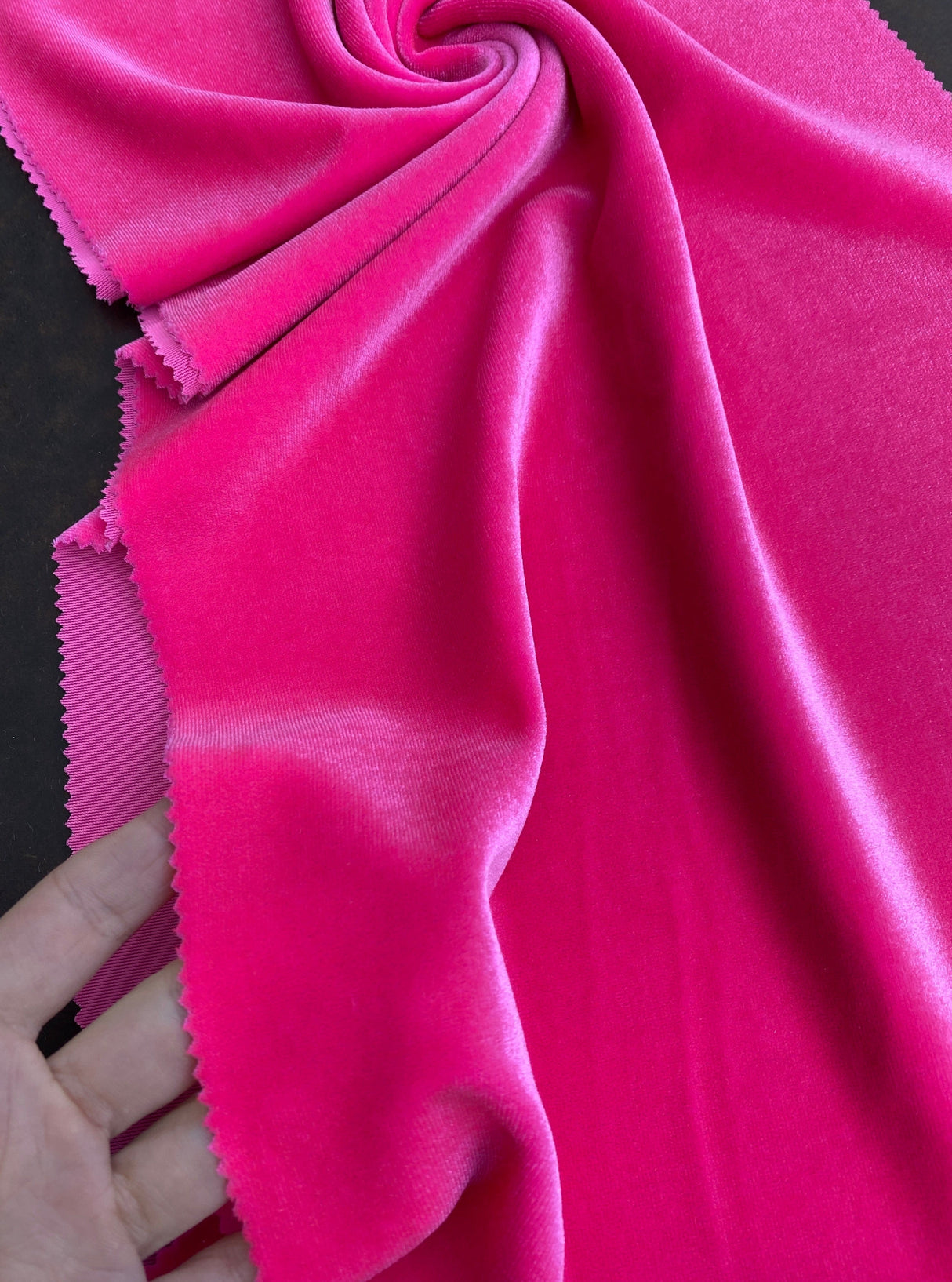 Stretch Velvet Neon Pink