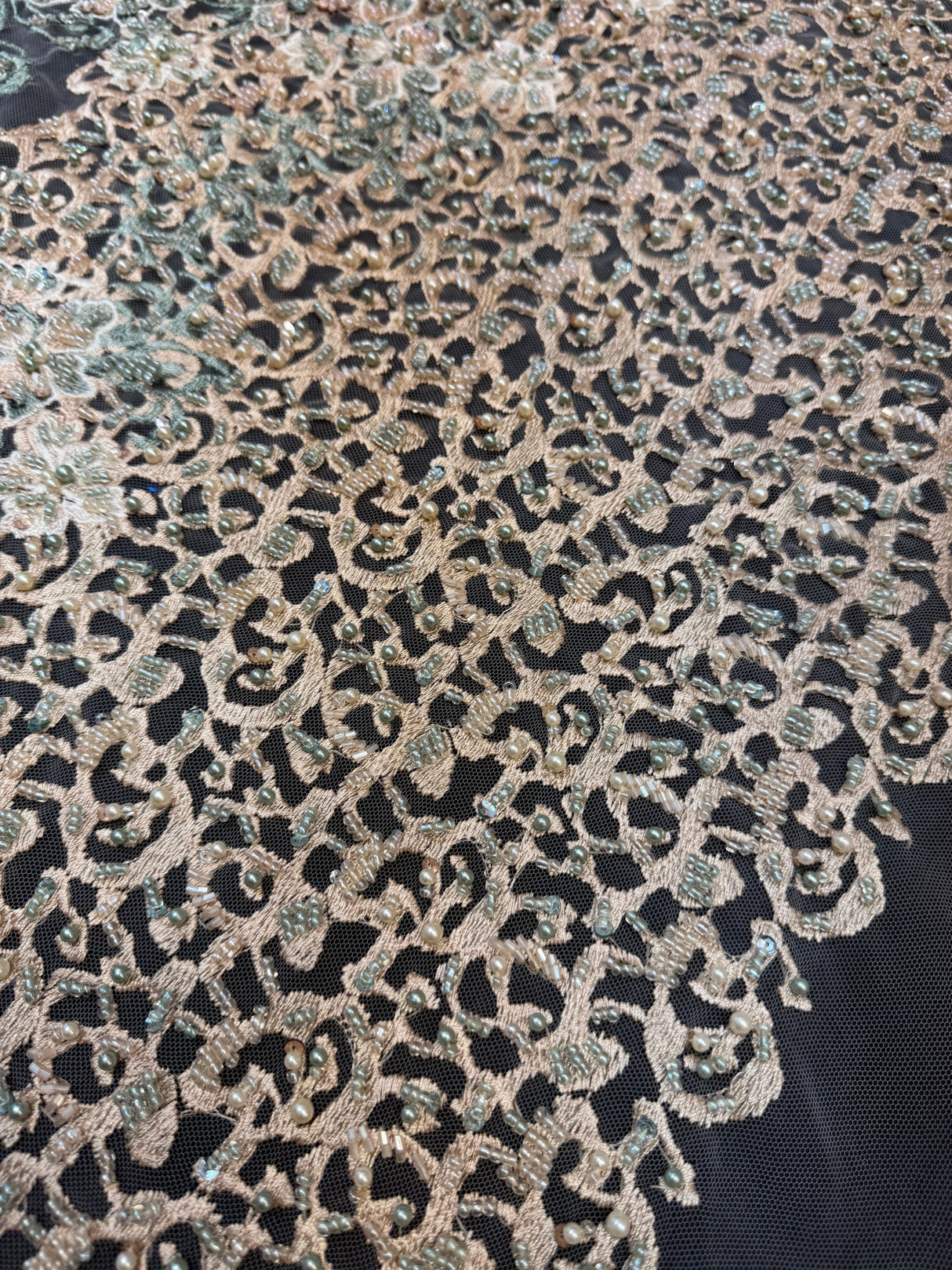 Pearl Beaded Floral Embroidery Lace