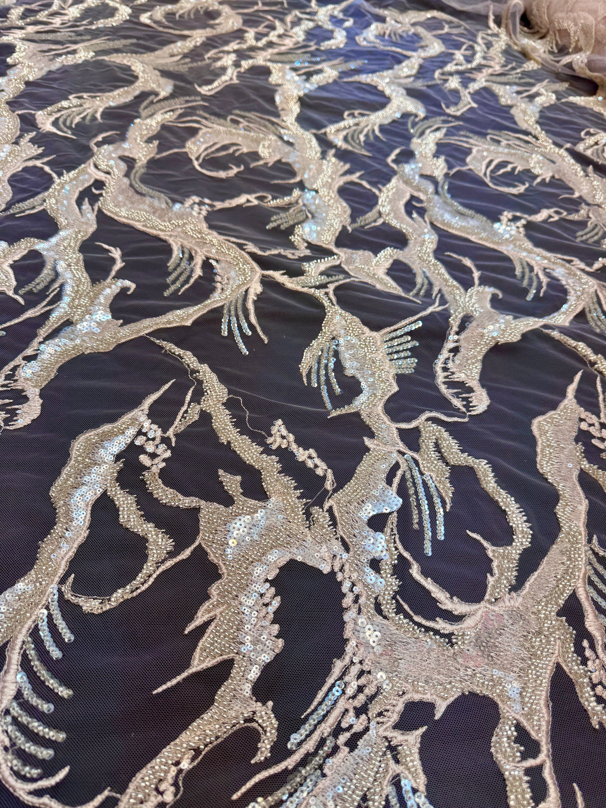 Pearl Beaded Floral Embroidery Lace