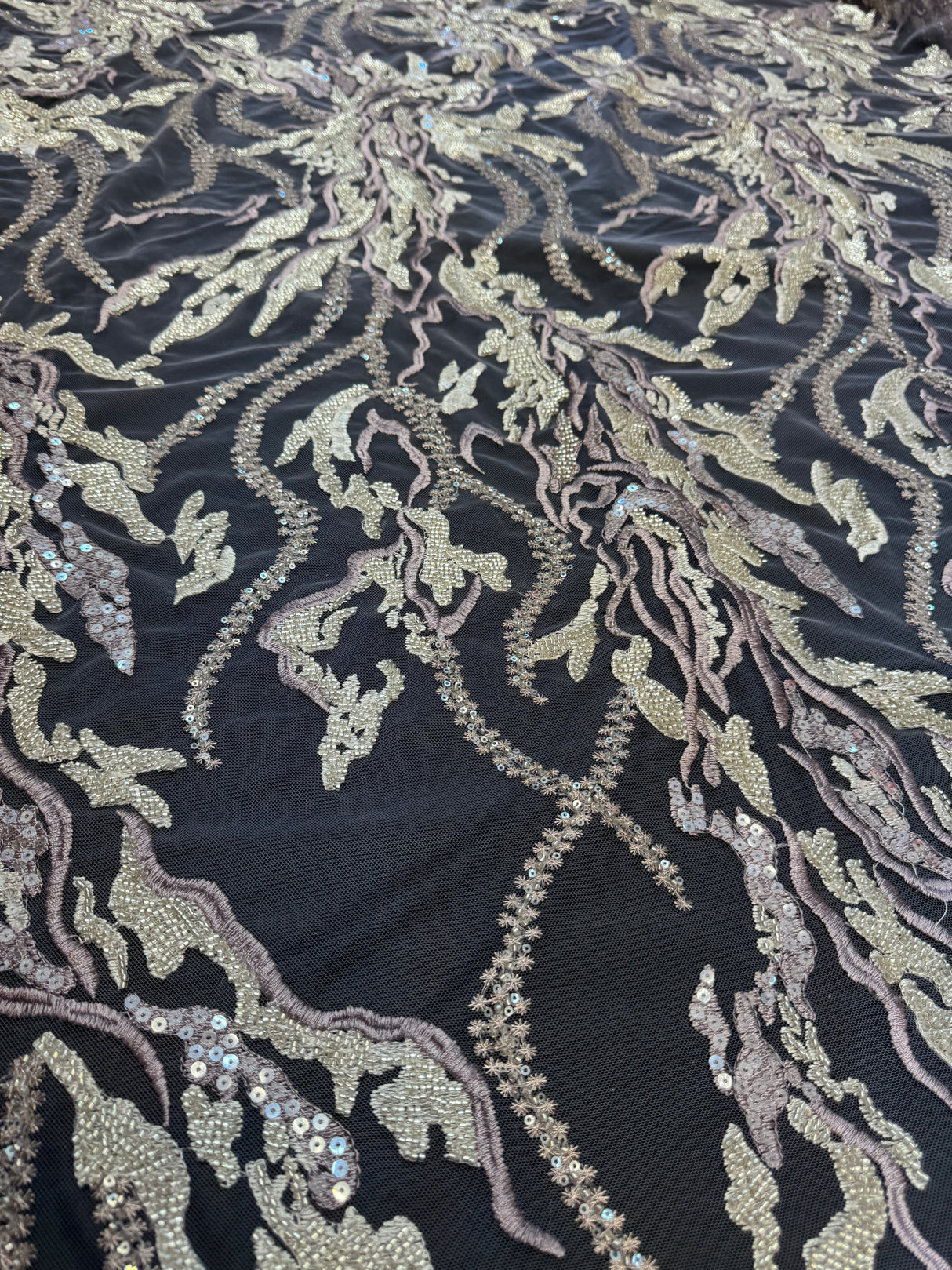 Beaded Sequin Lace Champagne-Lilac