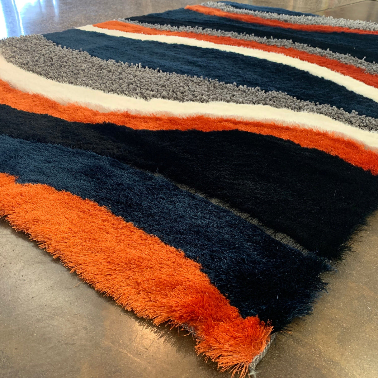 Orange Rust Navy Plush Fluffy Soft Multi Textural Shag Area Rug Carpet - Rust Multi Textural Shag, 7'6" X 10'3" (1 Piece)