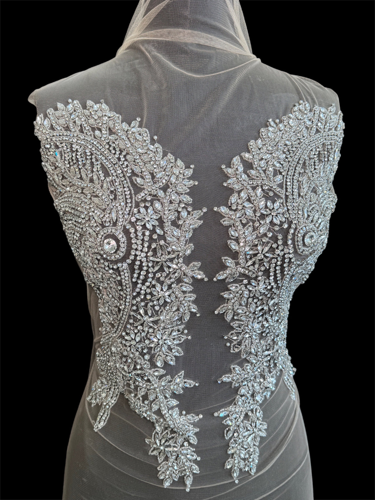 Silver Rhinestone Bodice Applique