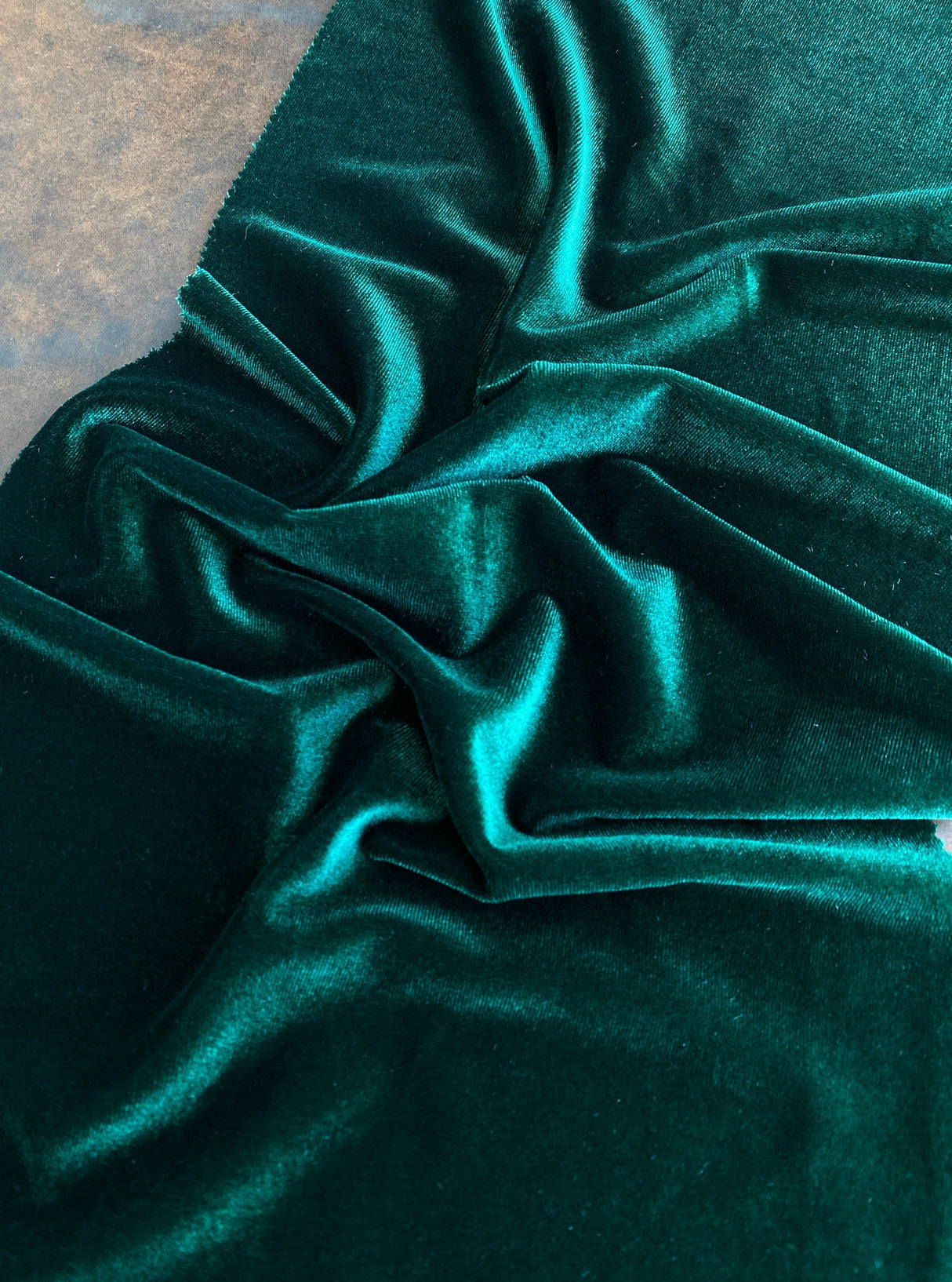 Stretch Velvet Hunter Green