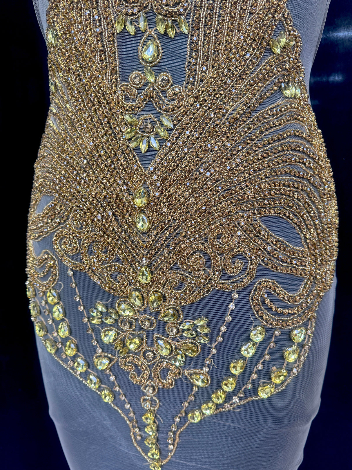 Gold Rhinestone Bodice Applique
