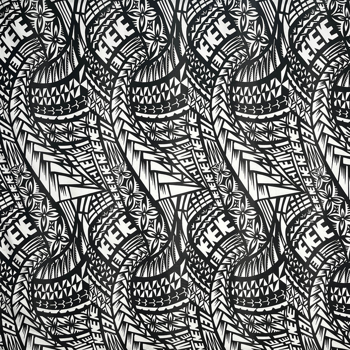 Traditional Polynesian Tattoo Muslin Cotton Fabric - Black & Grey, 36" X 60" (1 Yard)