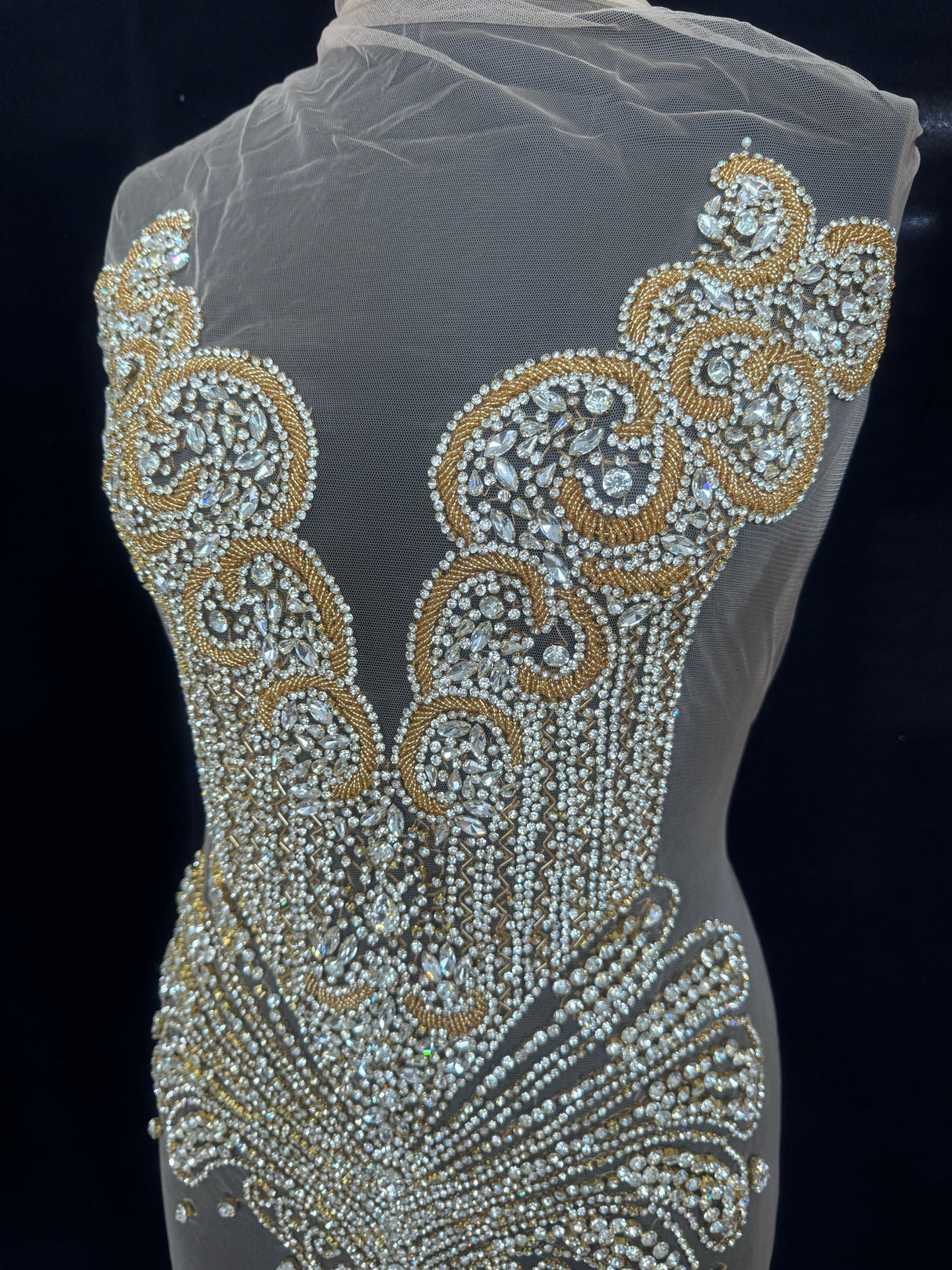 Gold Silver Rhinestone Bodice Applique