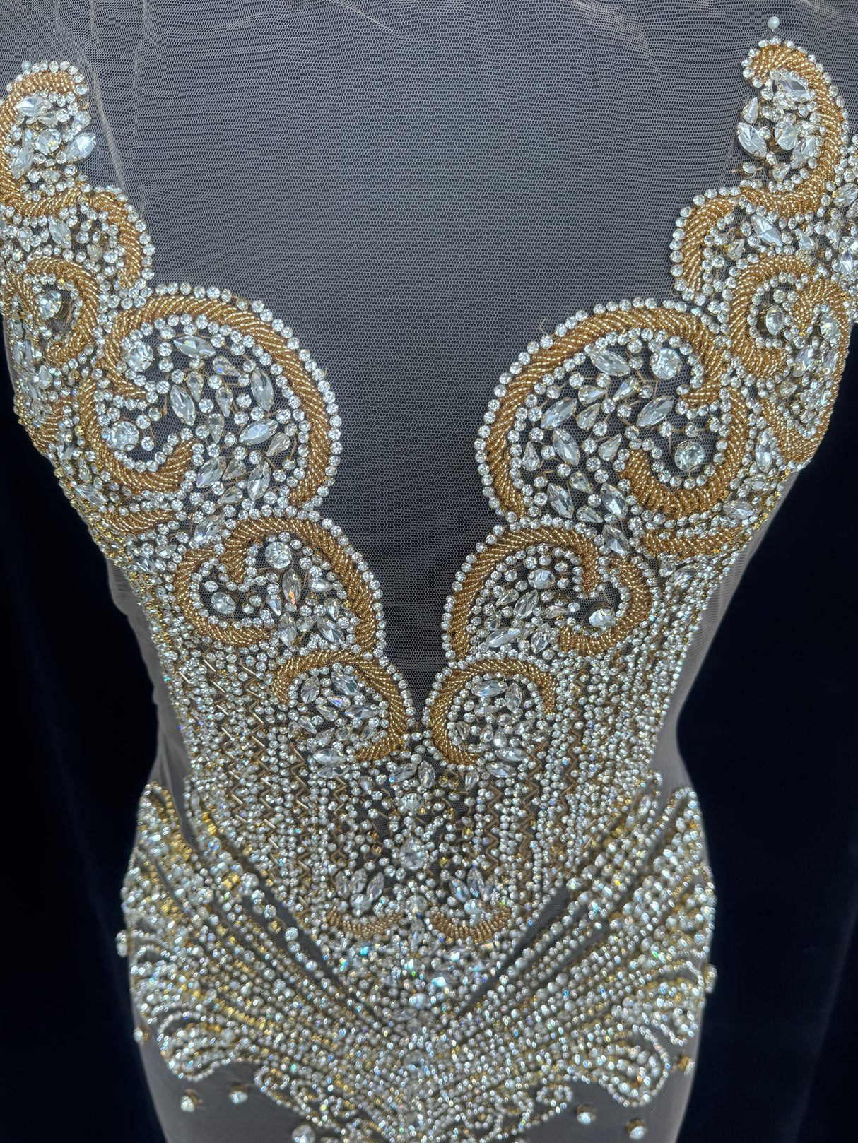 Gold Silver Rhinestone Bodice Applique